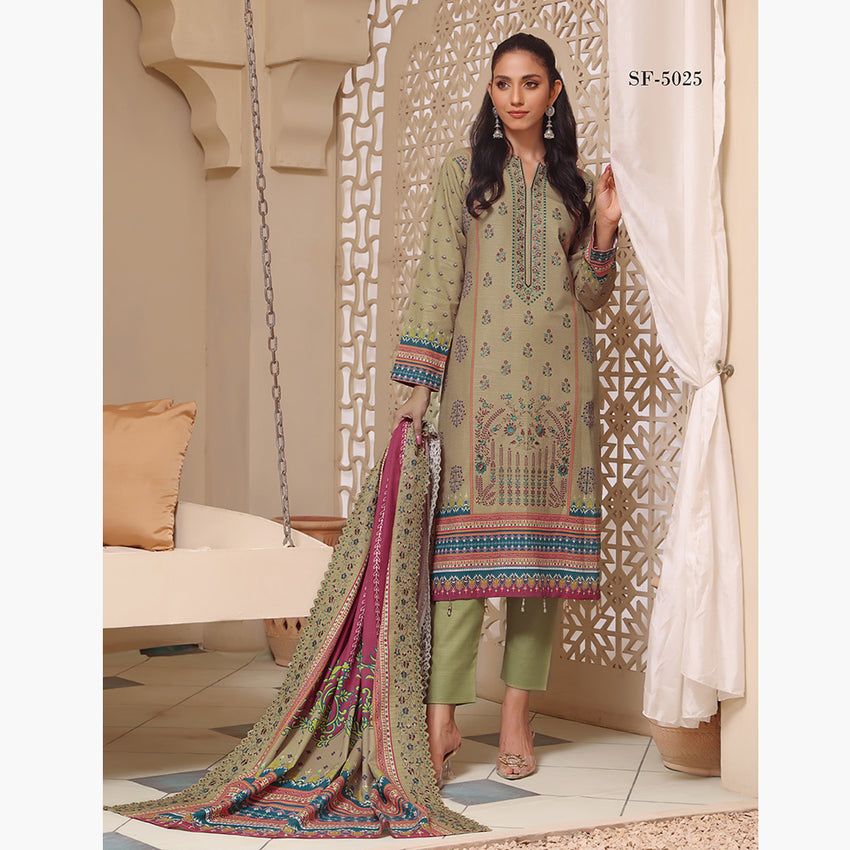 Evelyn Digital Printed Khaddar Embroidered Unstitched 3Pcs Suit, Women, 3Pcs Shalwar Suit, Rana Arts, Chase Value