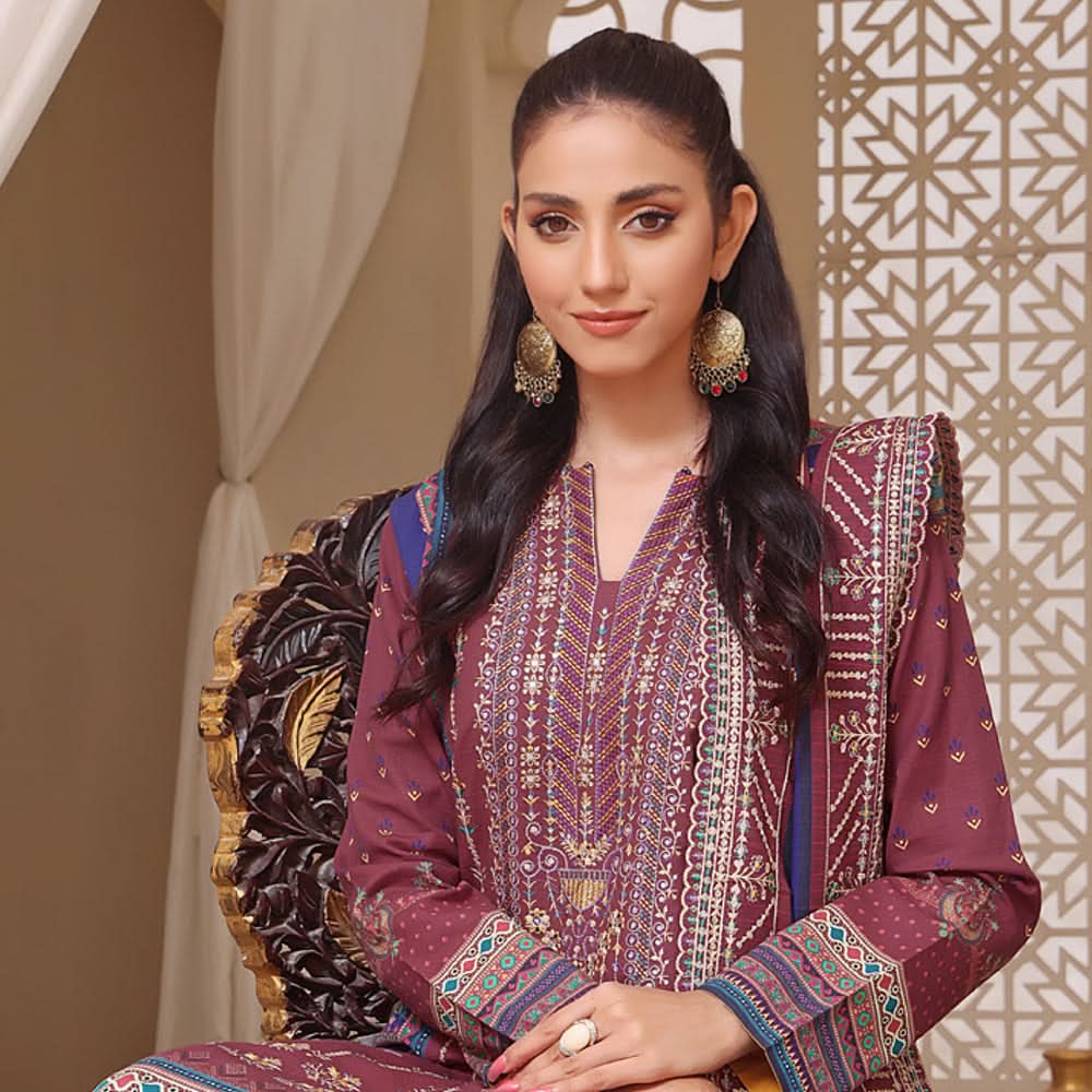 Evelyn Digital Printed Khaddar Embroidered Unstitched 3Pcs Suit, Women, 3Pcs Shalwar Suit, Rana Arts, Chase Value