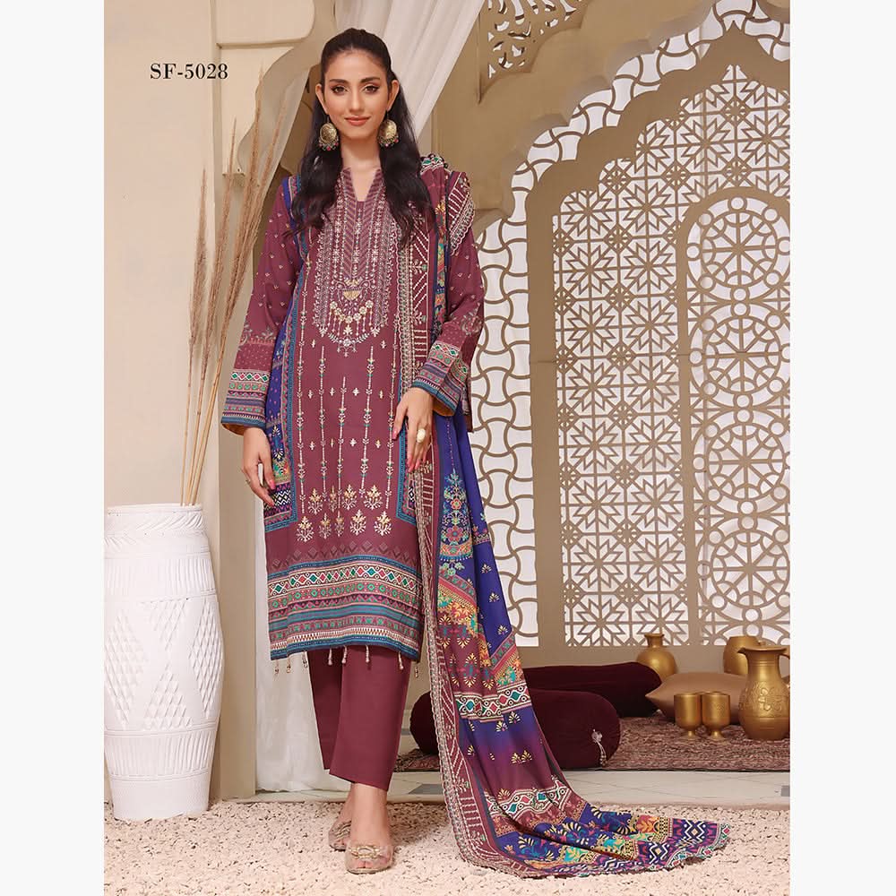 Evelyn Digital Printed Khaddar Embroidered Unstitched 3Pcs Suit, Women, 3Pcs Shalwar Suit, Rana Arts, Chase Value