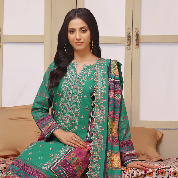Evelyn Digital Printed Khaddar Embroidered Unstitched 3Pcs Suit, Women, 3Pcs Shalwar Suit, Rana Arts, Chase Value