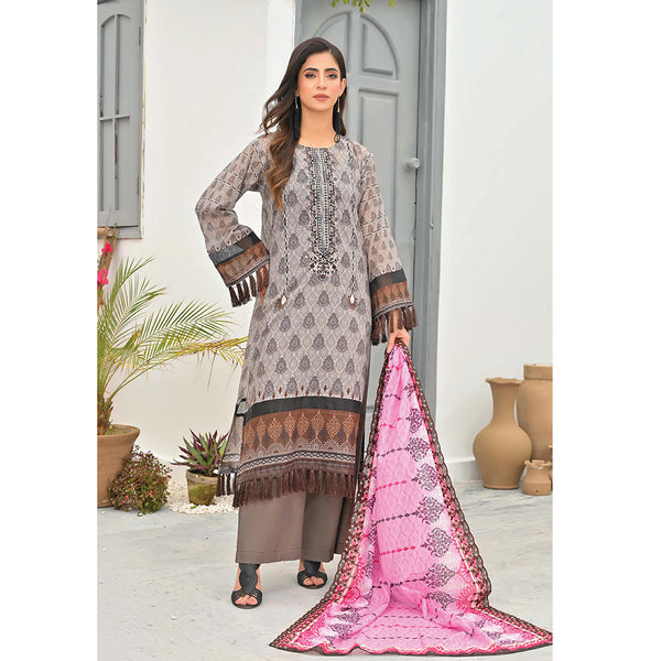 Sophia Lawn Printed Embroidered Unstitched 3Pcs Suit - 3, Women, 3Pcs Shalwar Suit, Zesh Textile, Chase Value