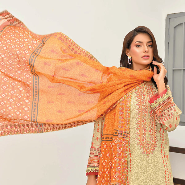 Sophia Lawn Printed Embroidered Unstitched 3Pcs Suit - 1, Women, 3Pcs Shalwar Suit, Zesh Textile, Chase Value