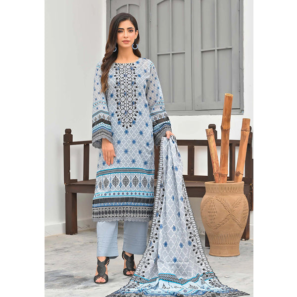 Sophia Lawn Printed Embroidered Unstitched 3Pcs Suit - 6, Women, 3Pcs Shalwar Suit, Zesh Textile, Chase Value