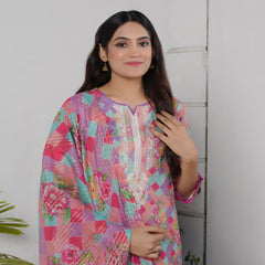 Safiya Lawn Printed Neck Embroidered Unstitched 3Pcs Suit - 3, Women, 3Pcs Shalwar Suit, Zesh Textile, Chase Value