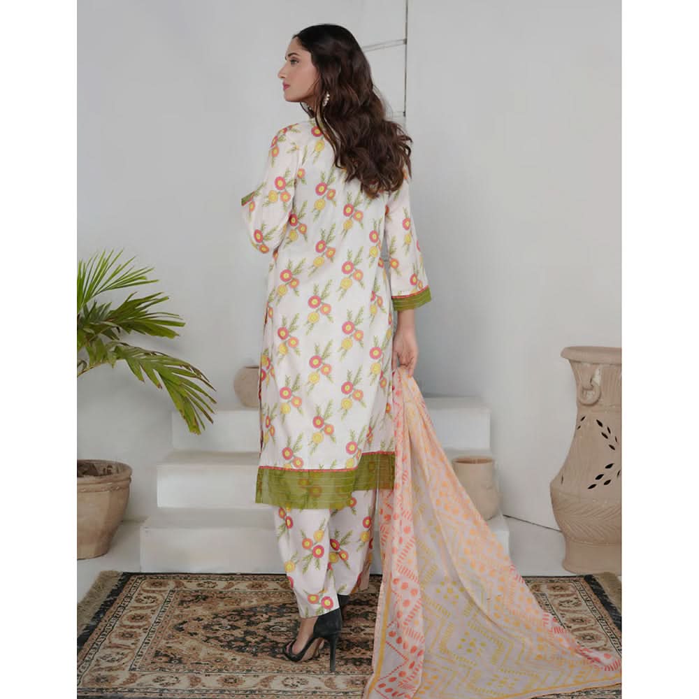 Safiya Lawn Printed Neck Embroidered Unstitched 3Pcs Suit - 9, Women, 3Pcs Shalwar Suit, Zesh Textile, Chase Value