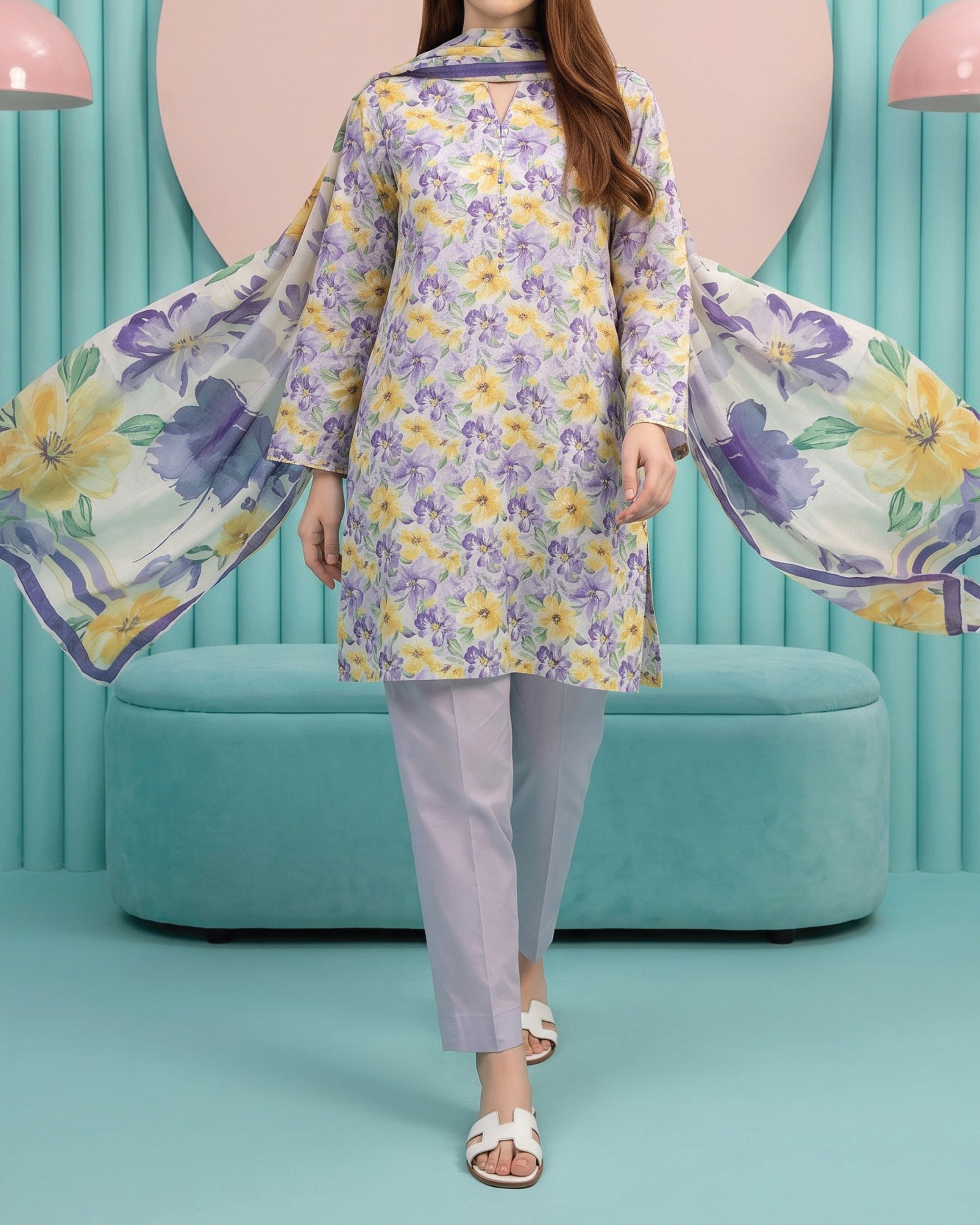 Salina Cotton Digital Printed Suit V1 - 3 Pc