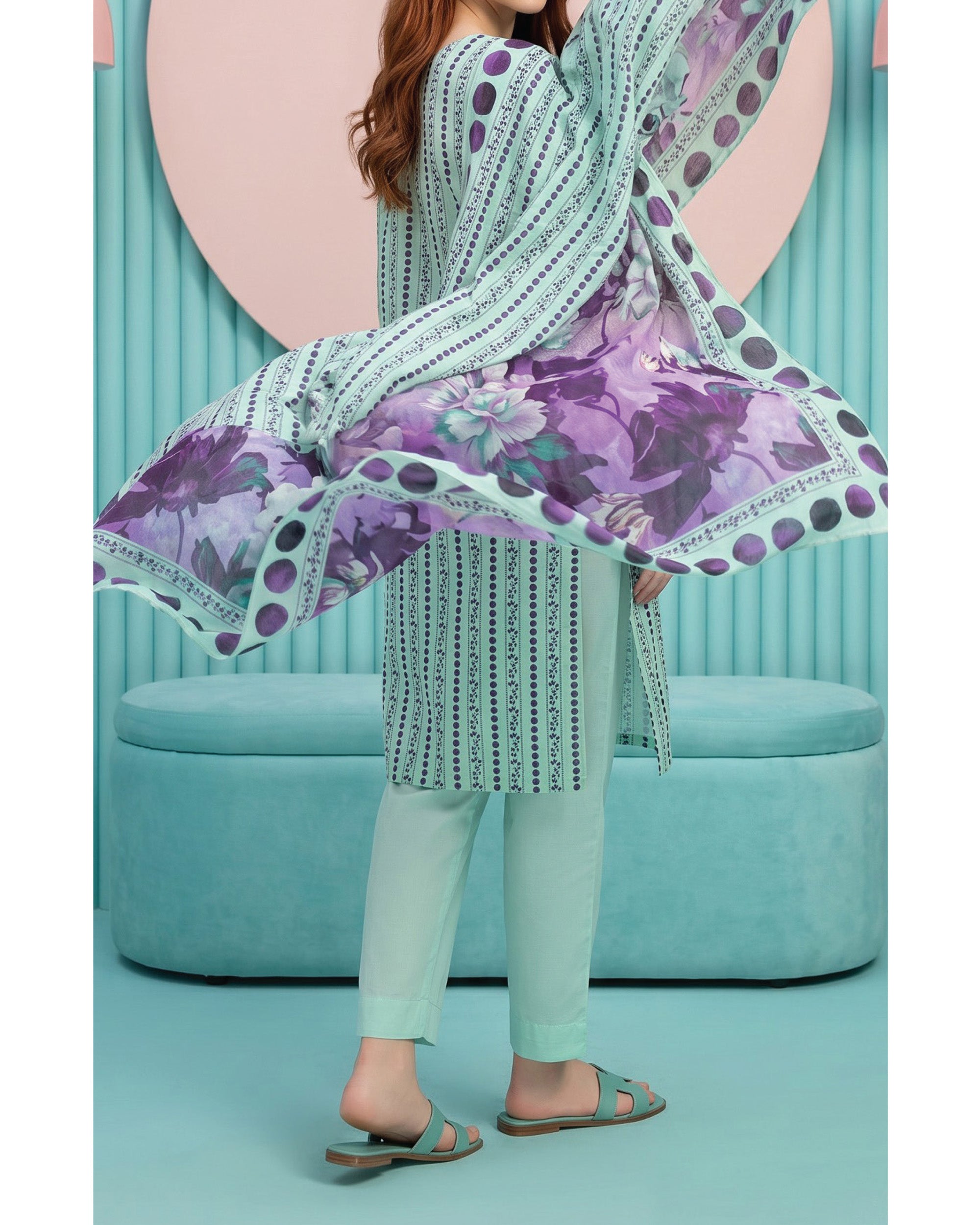 Salina Cotton Digital Printed Suit V1 - 3 Pc