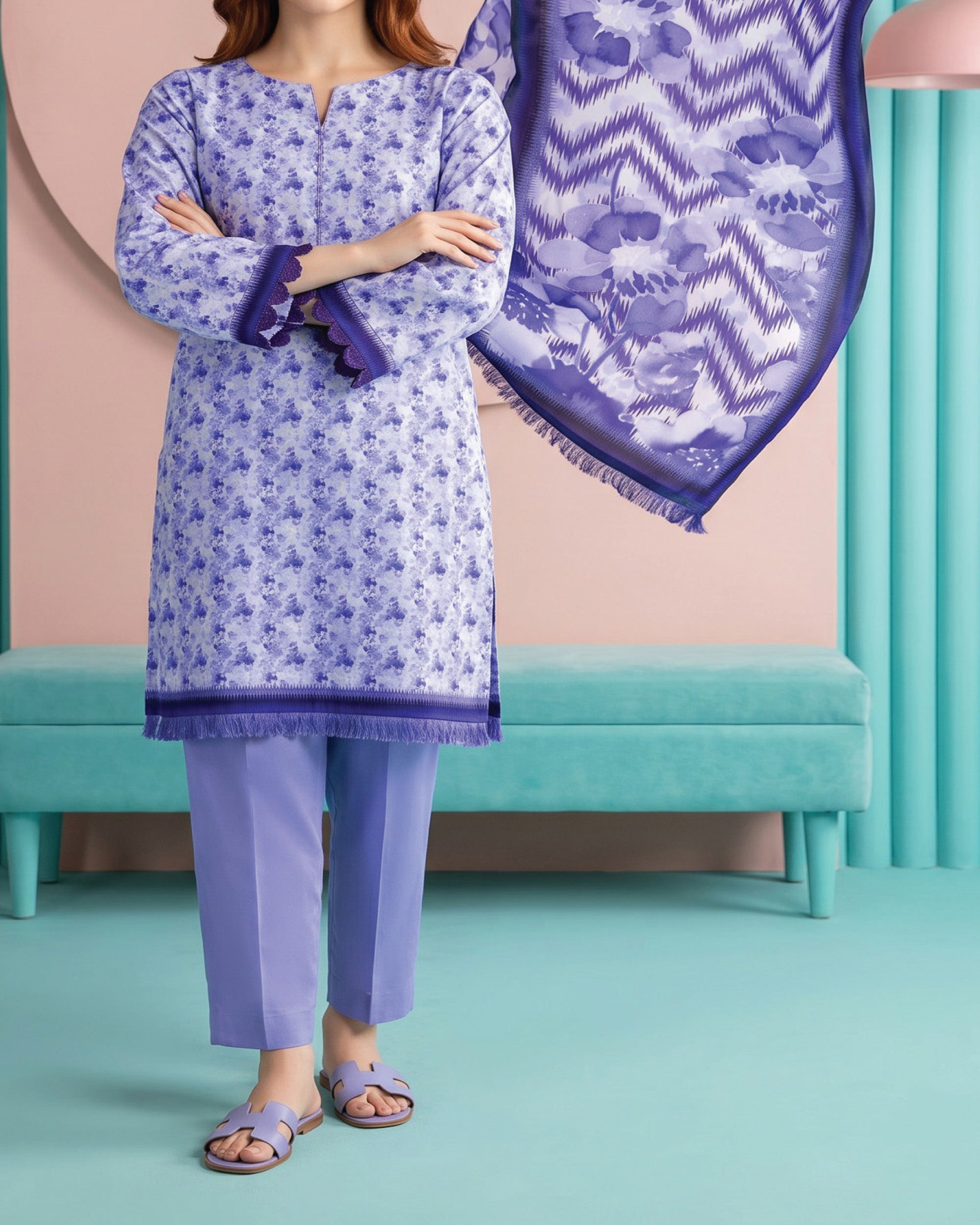Salina Cotton Digital Printed Suit V1 - 3 Pc