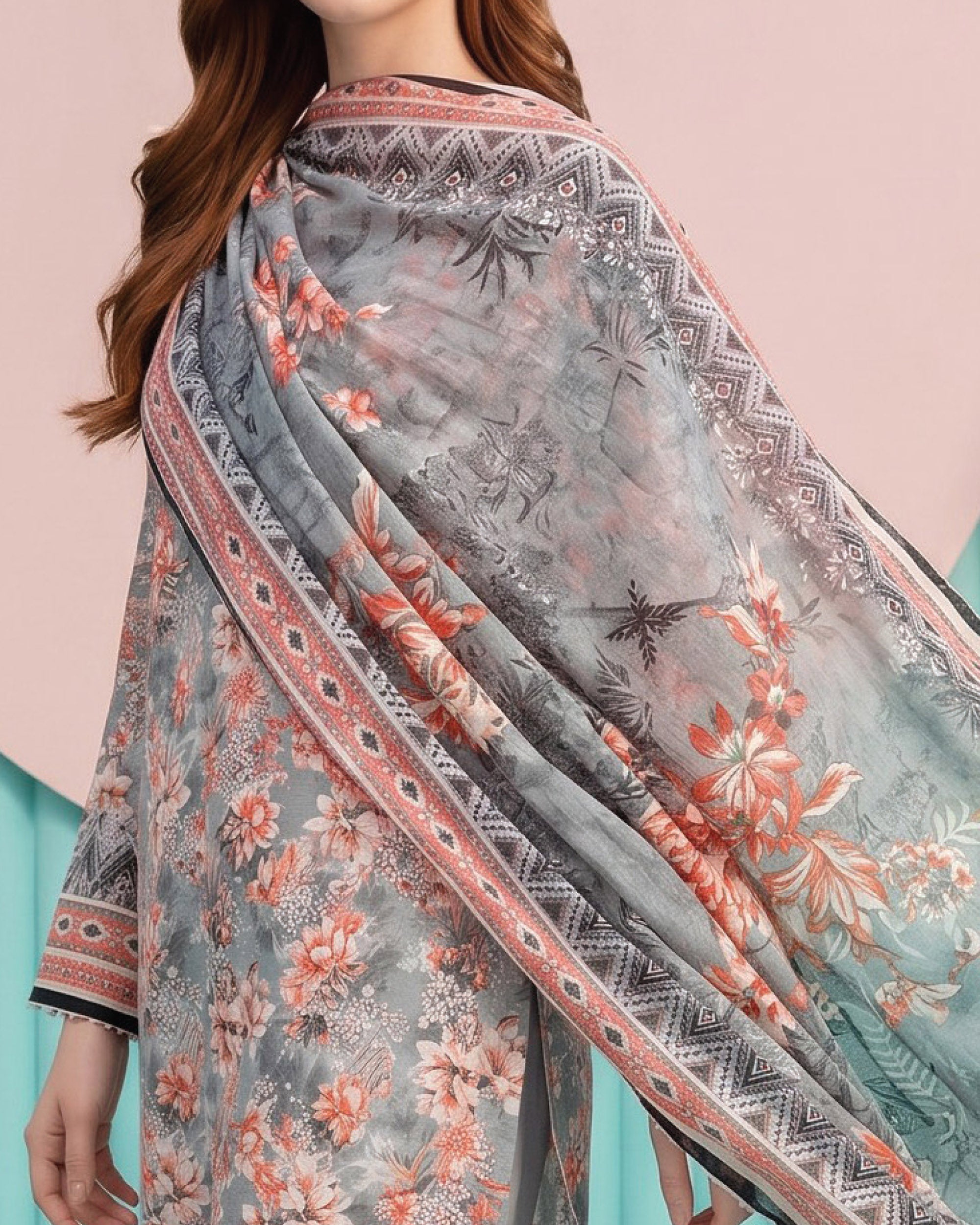 Salina Cotton Digital Printed Suit V1 - 3 Pc