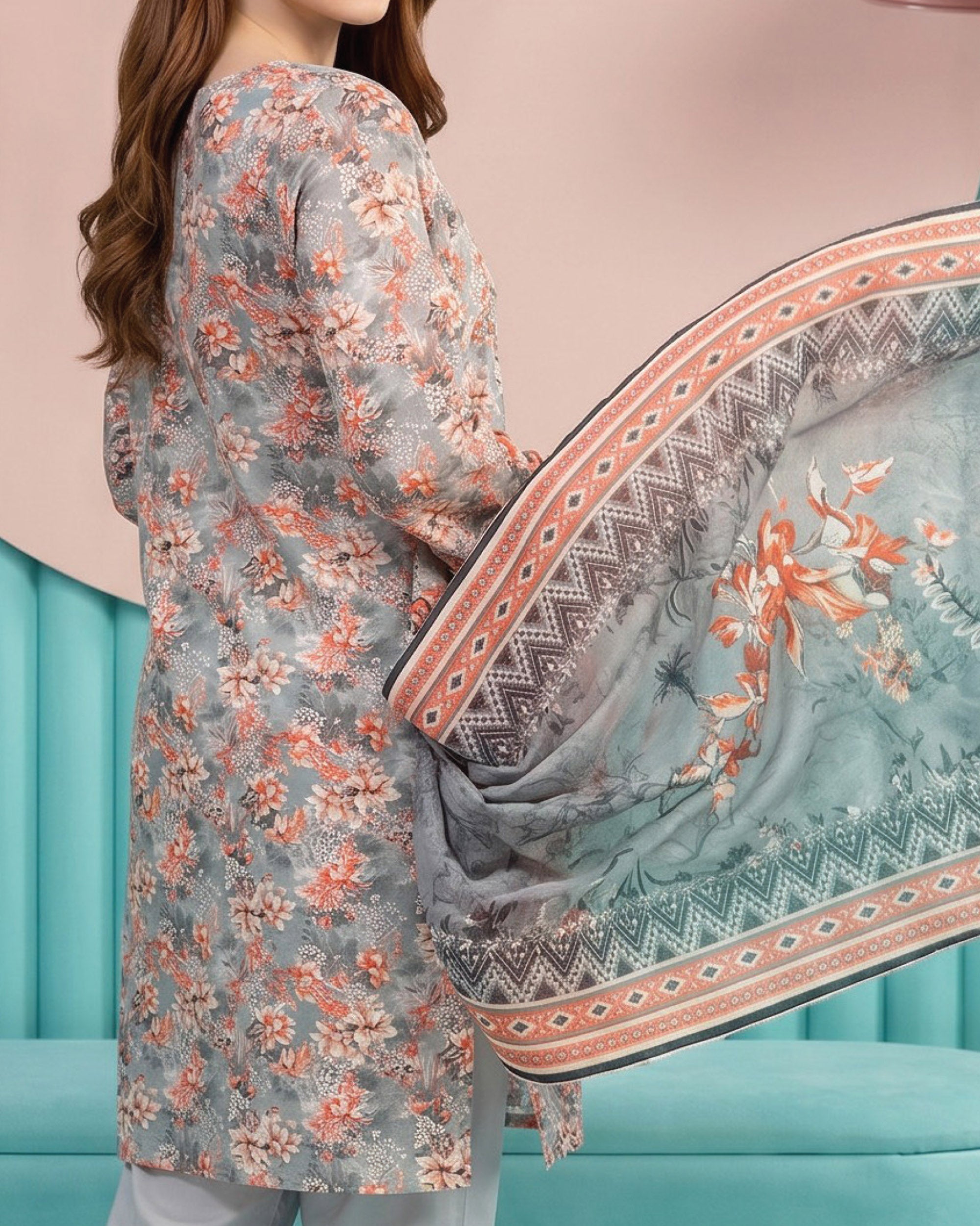 Salina Cotton Digital Printed Suit V1 - 3 Pc