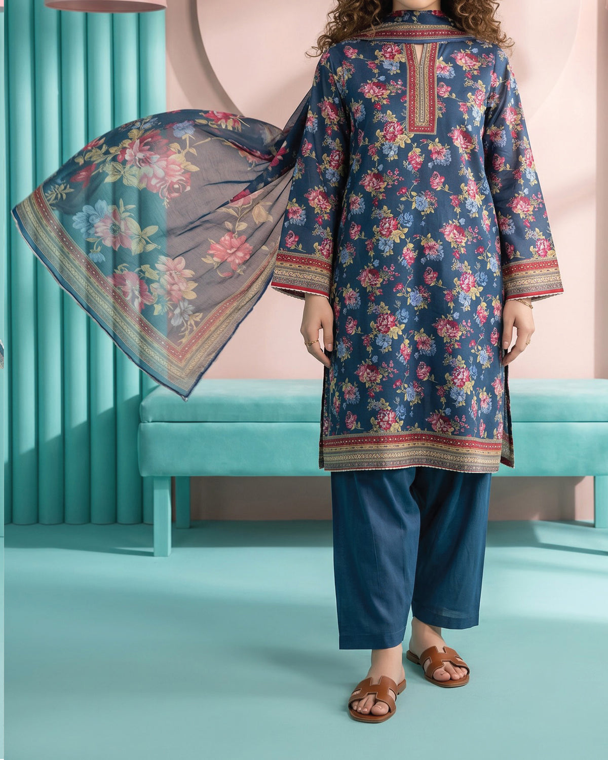 Salina Cotton Digital Printed Suit V1 - 3 Pc