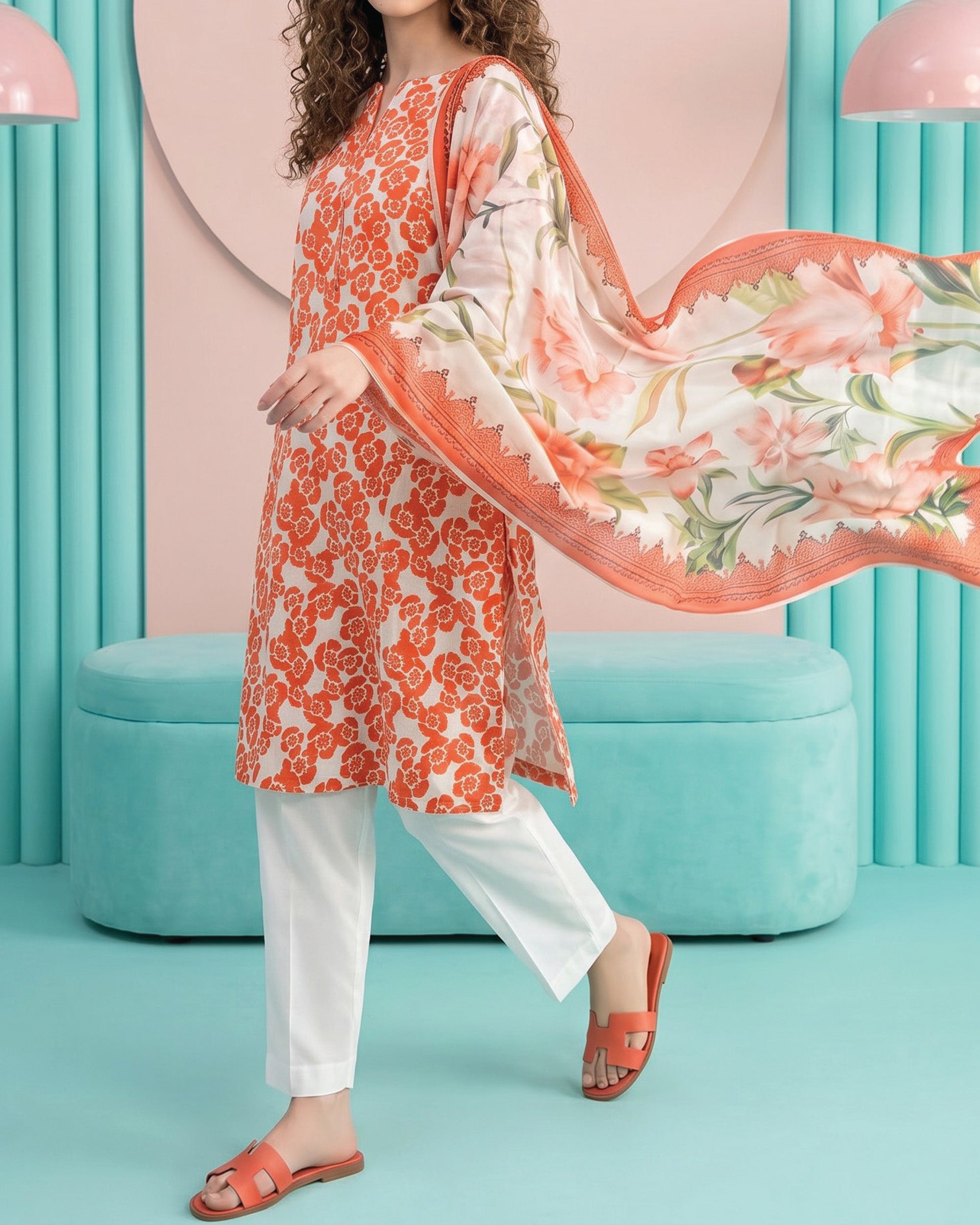 Salina Cotton Digital Printed Suit V1 - 3 Pc