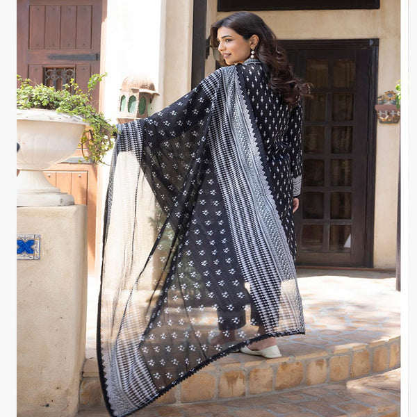 Salina Black & White Unstitched 3Pcs Suit - 5, Women, 3Pcs Shalwar Suit, Regalia Textiles, Chase Value