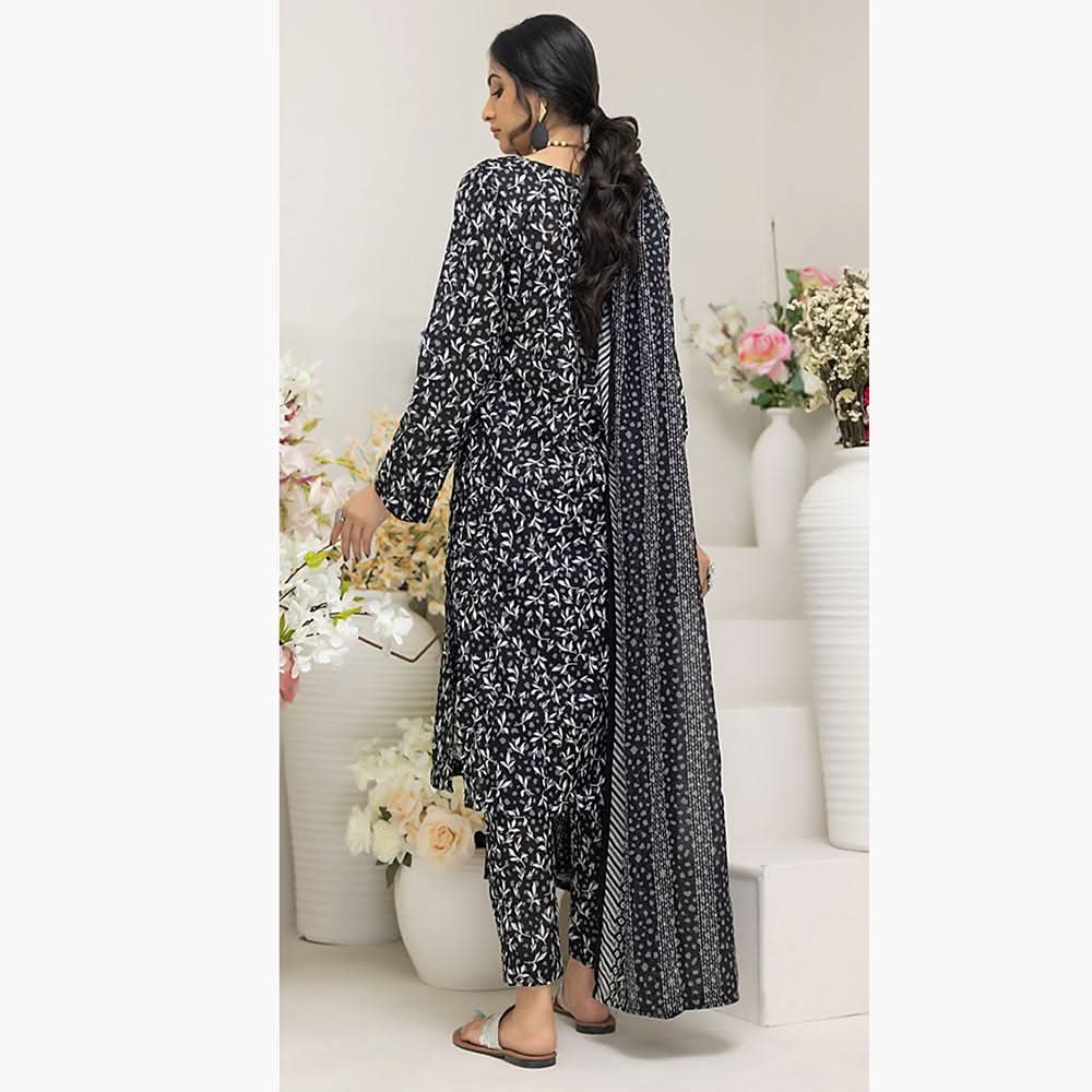 Salina Black & White Unstitched 3Pcs Suit - 7, Women, 3Pcs Shalwar Suit, Regalia Textiles, Chase Value