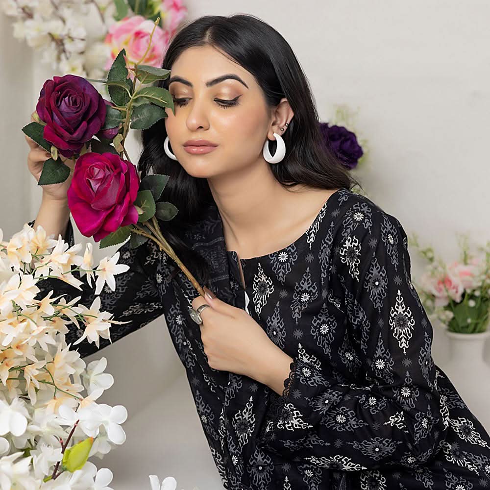 Salina Black & White Unstitched 3Pcs Suit - 10, Women, 3Pcs Shalwar Suit, Regalia Textiles, Chase Value