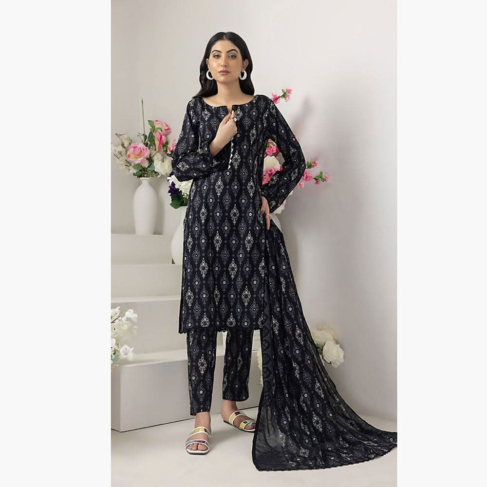 Salina Black & White Unstitched 3Pcs Suit - 10, Women, 3Pcs Shalwar Suit, Regalia Textiles, Chase Value