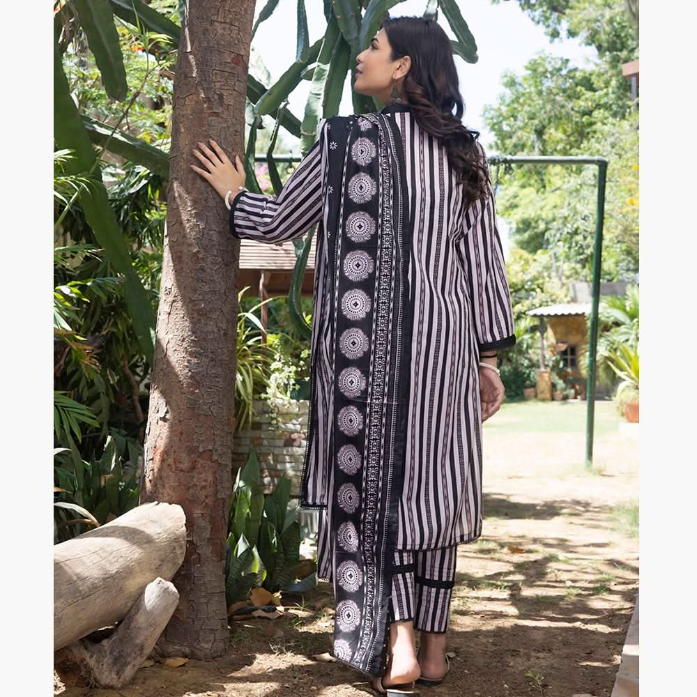 Salina Black & White Unstitched 3Pcs Suit - 2, Women, 3Pcs Shalwar Suit, Regalia Textiles, Chase Value
