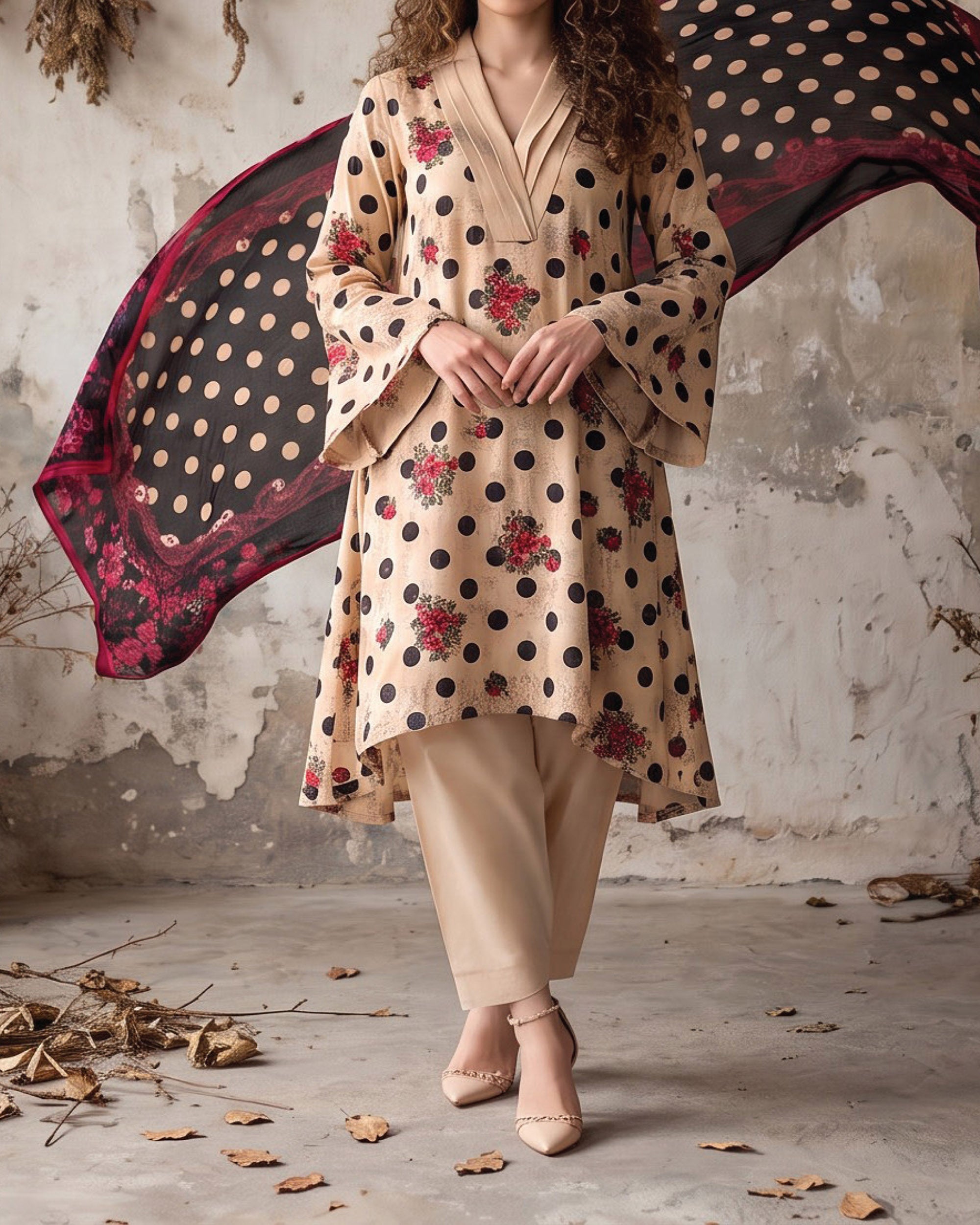 Salina Linen Digital Printed Suit - 3 Pc
