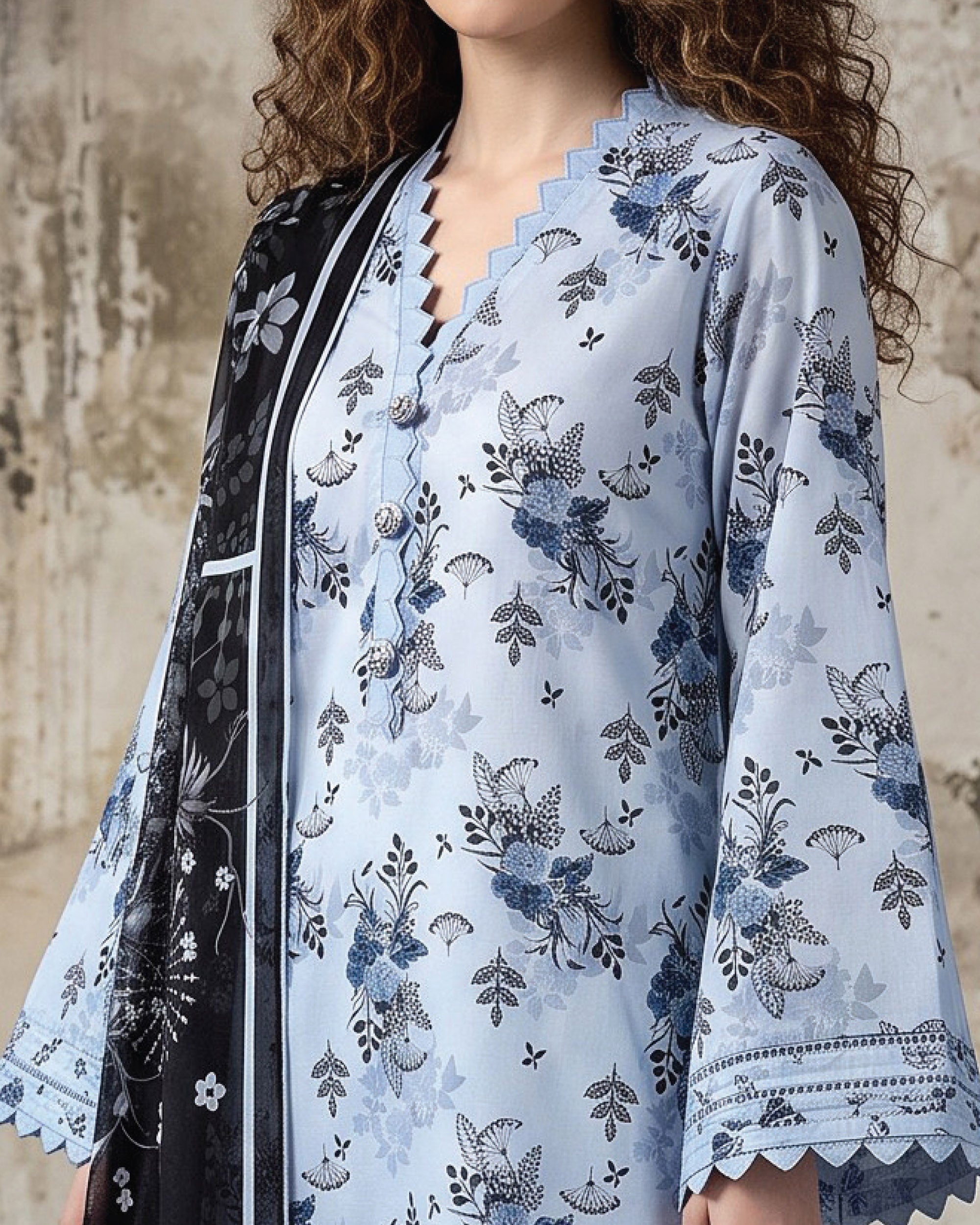 Salina Linen Digital Printed Suit - 3 Pc