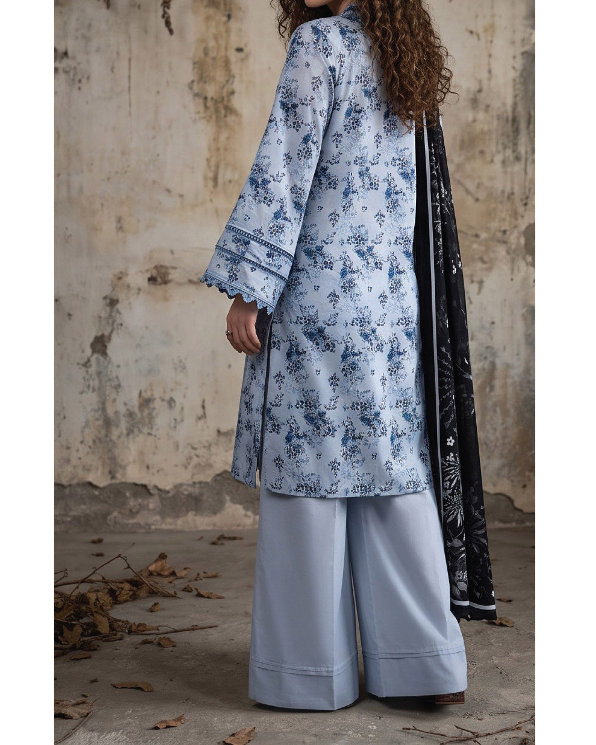 Salina Linen Digital Printed Suit - 3 Pc