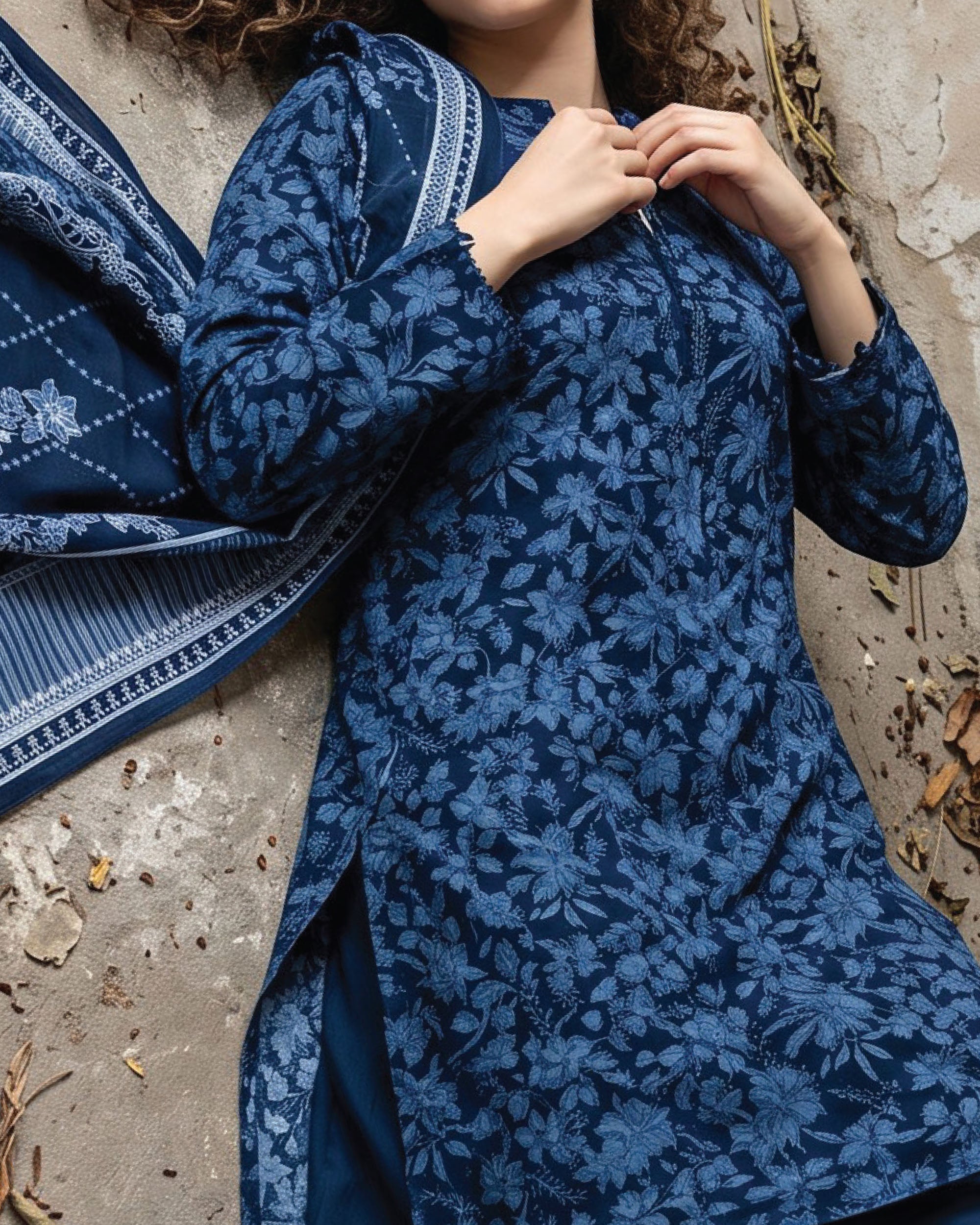 Salina Linen Digital Printed Suit - 3 Pc