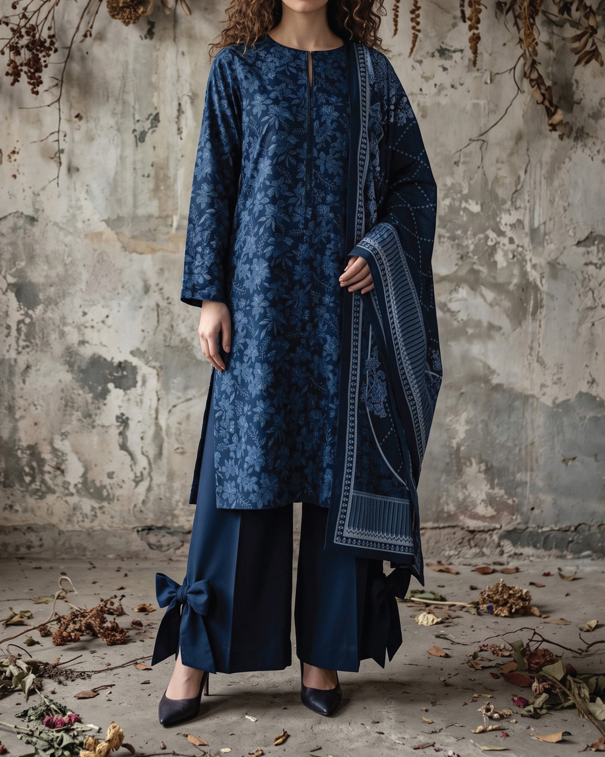 Salina Linen Digital Printed Suit - 3 Pc
