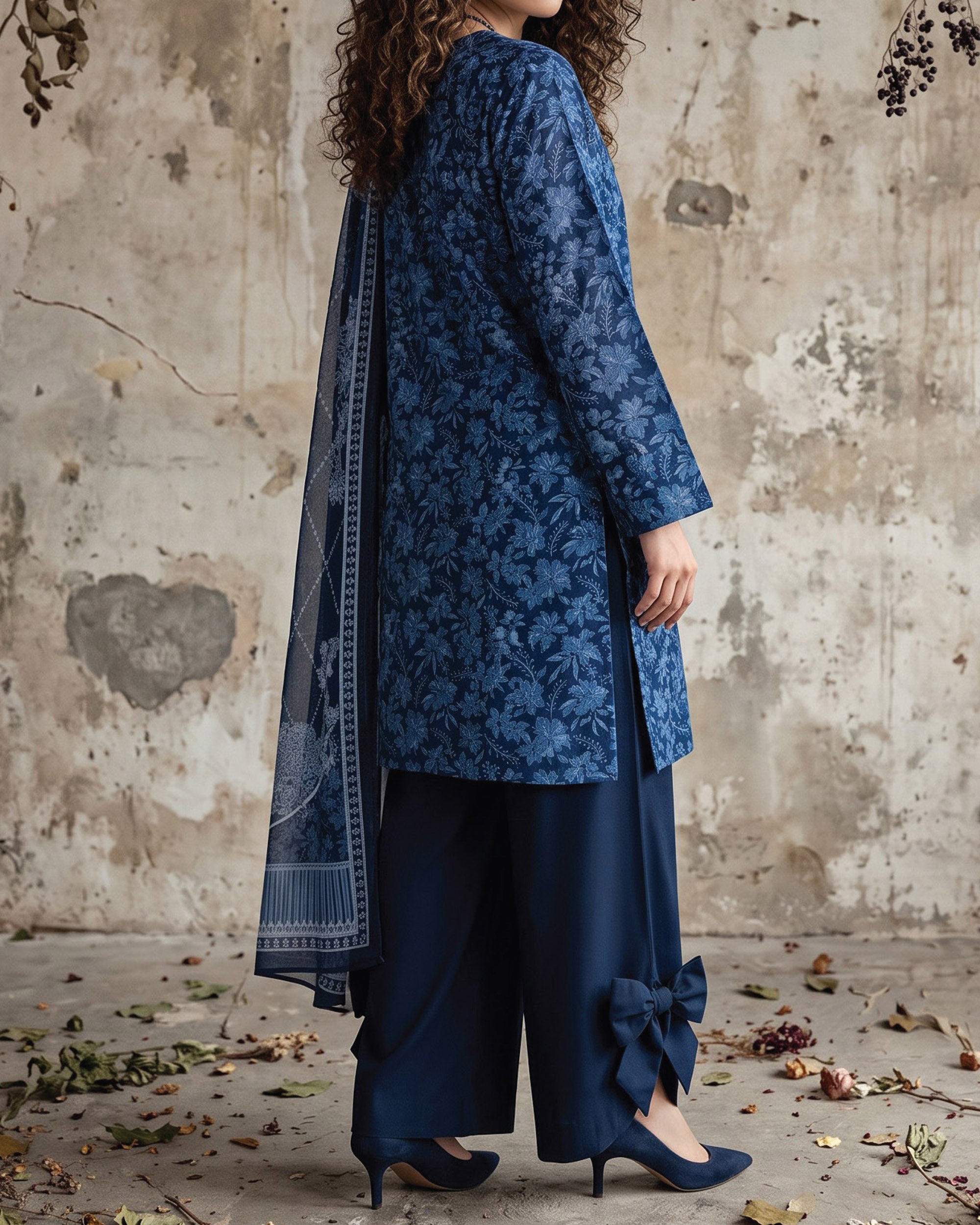 Salina Linen Digital Printed Suit - 3 Pc