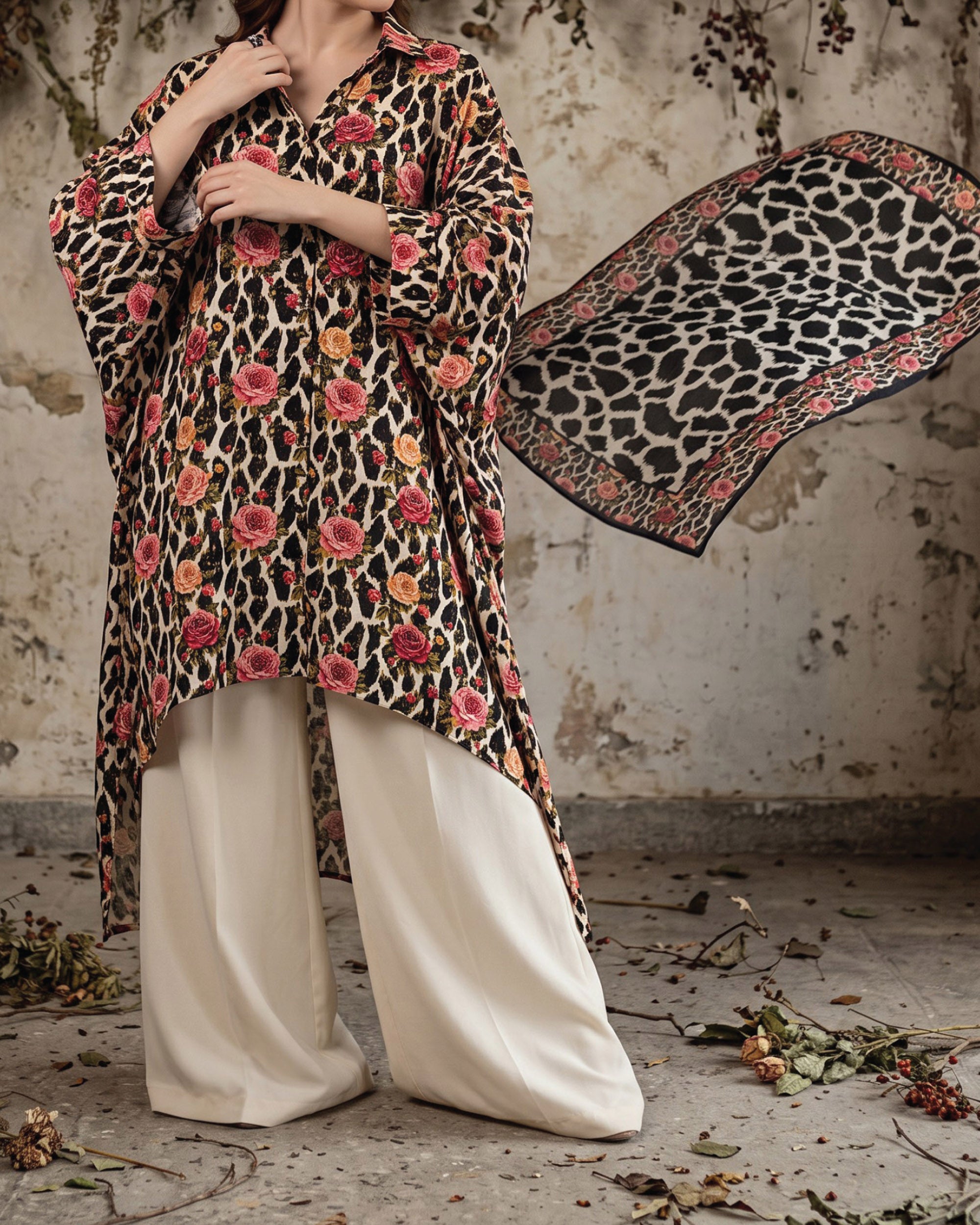 Salina Linen Digital Printed Suit - 3 Pc