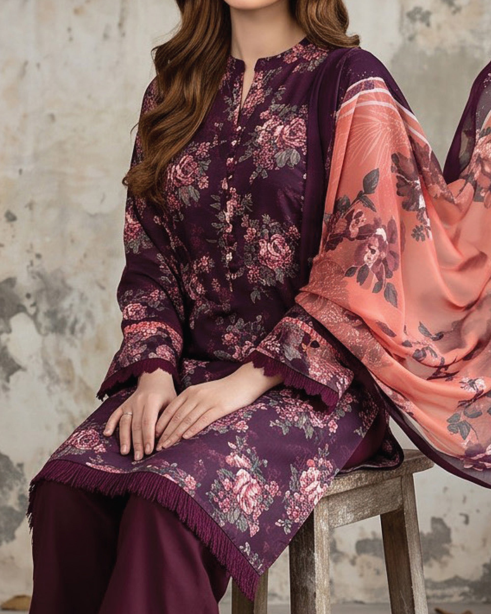 Salina Linen Digital Printed Suit - 3 Pc