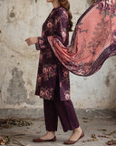 Salina Linen Digital Printed Suit - 3 Pc