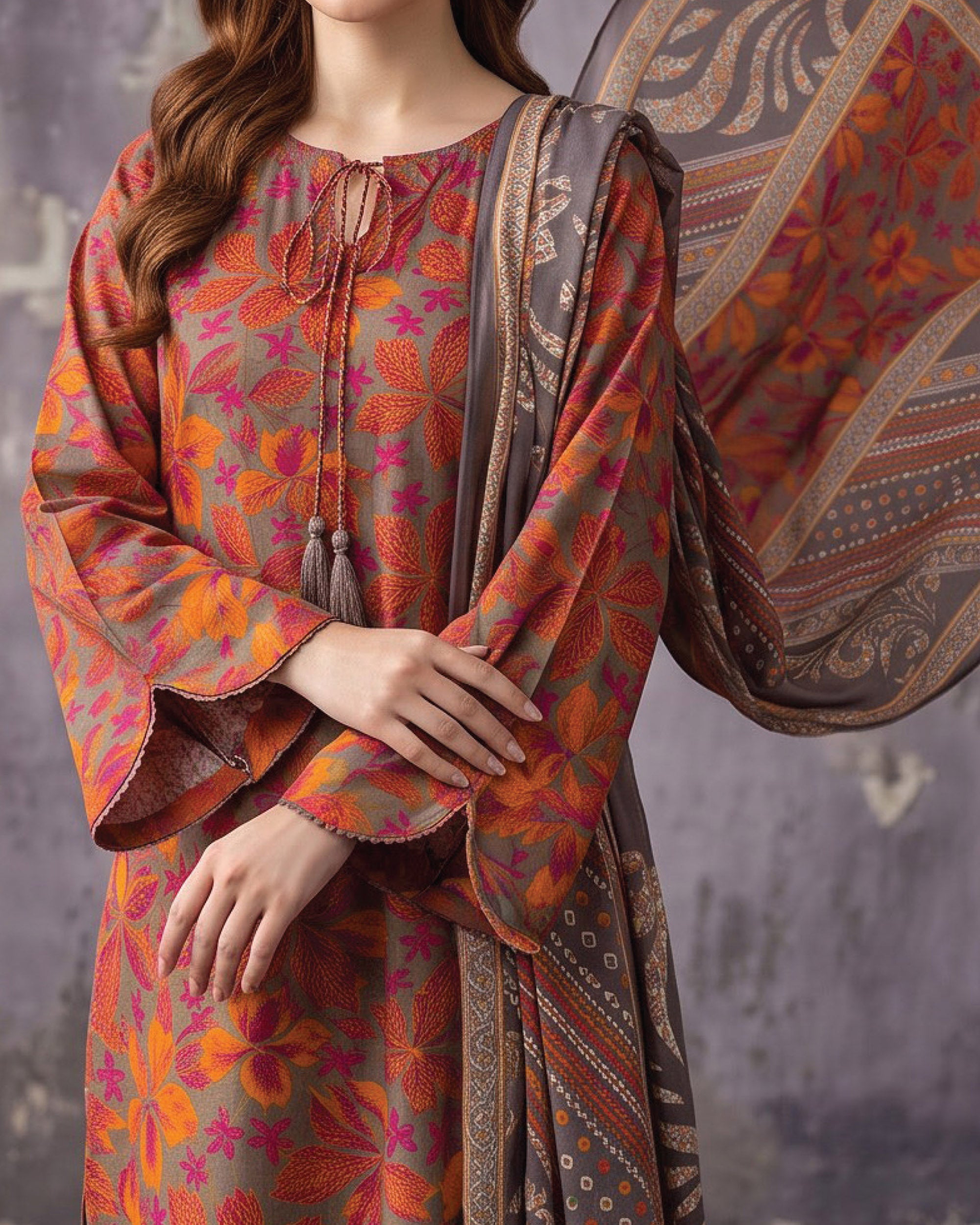 Salina Linen Digital Printed Suit - 3 Pc