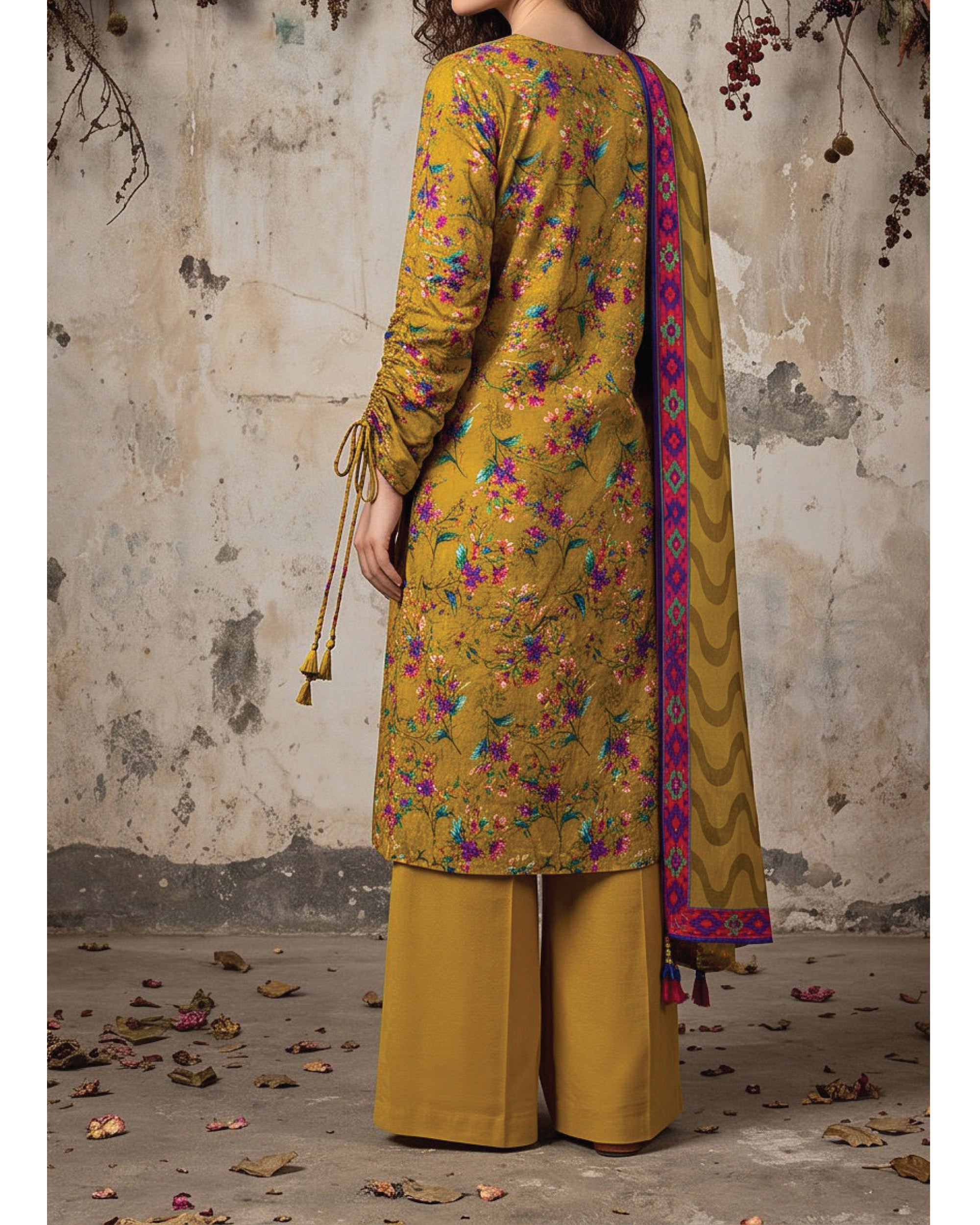 Salina Linen Digital Printed Suit - 3 Pc