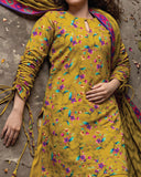 Salina Linen Digital Printed Suit - 3 Pc