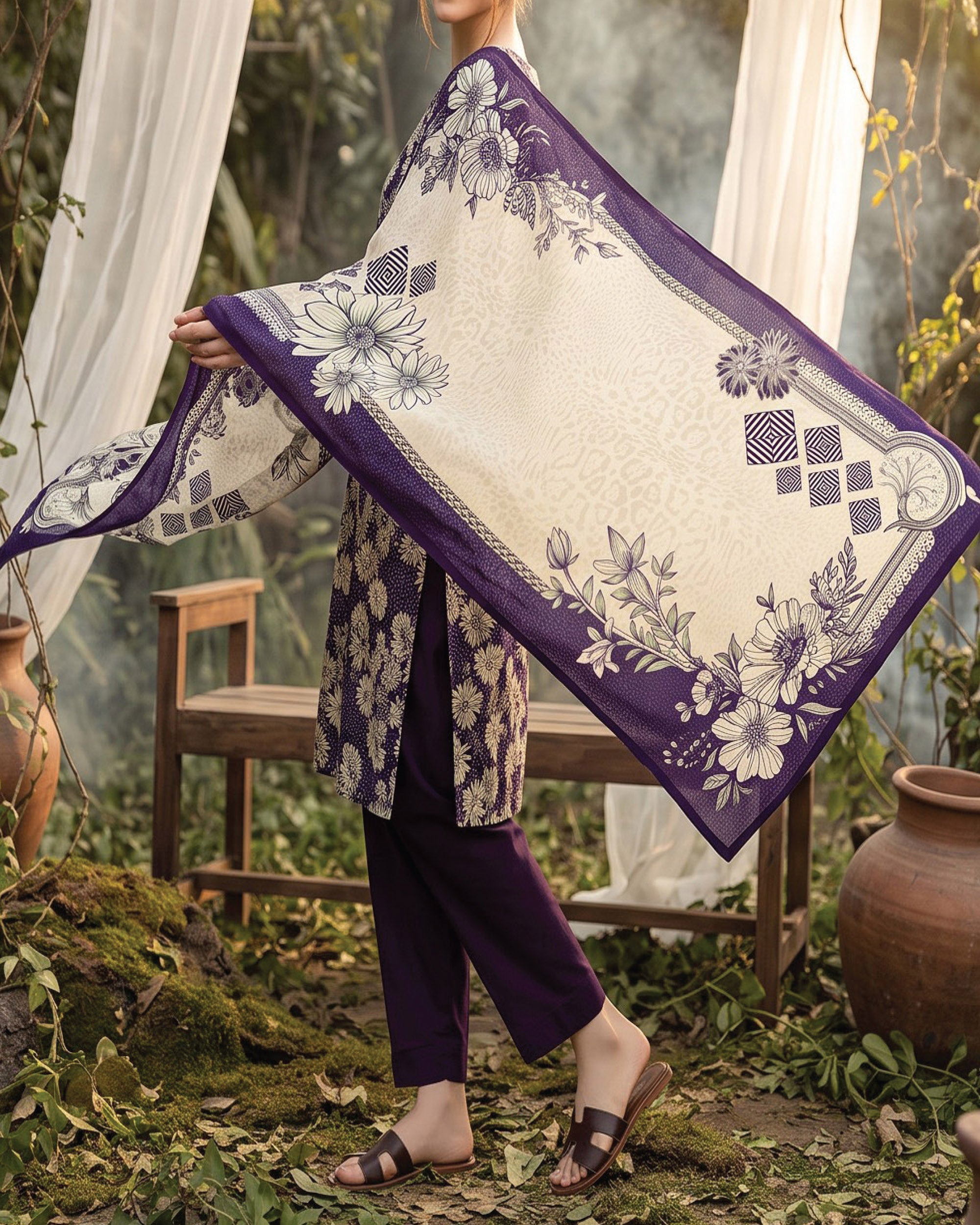Regalia Khaddar Digital Printed Suit - 3 Pc
