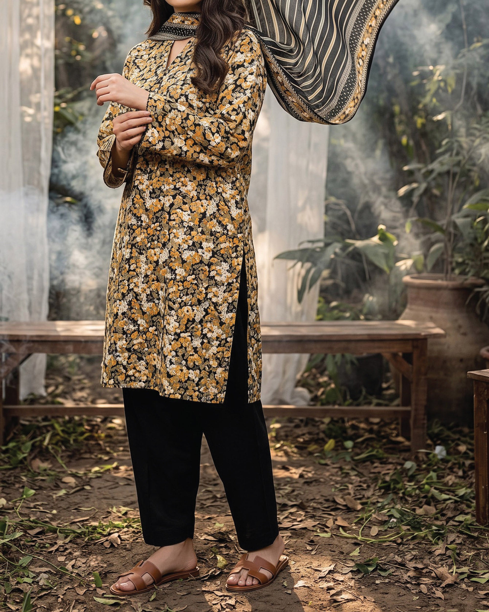 Regalia Khaddar Digital Printed Suit - 3 Pc