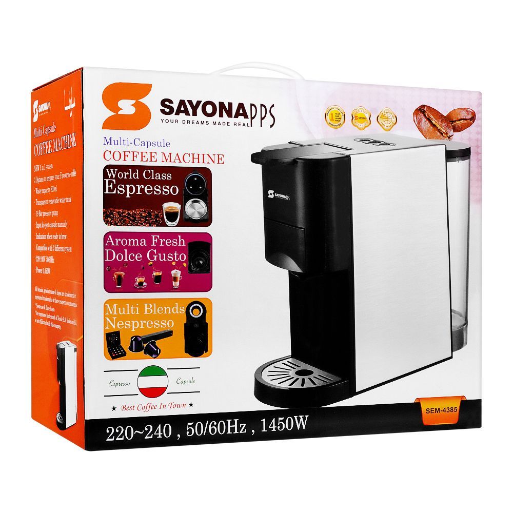 Sayona Multi-Capsule Coffee Machine, Sem-4385, Coffee Maker & Kettle, Sayona, Chase Value
