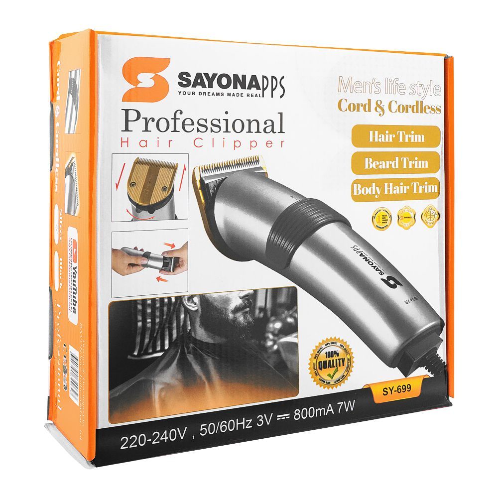 Sayona Professional Hair Clipper, 800Mah, SY-699, Shaver & Trimmers, Sayona, Chase Value