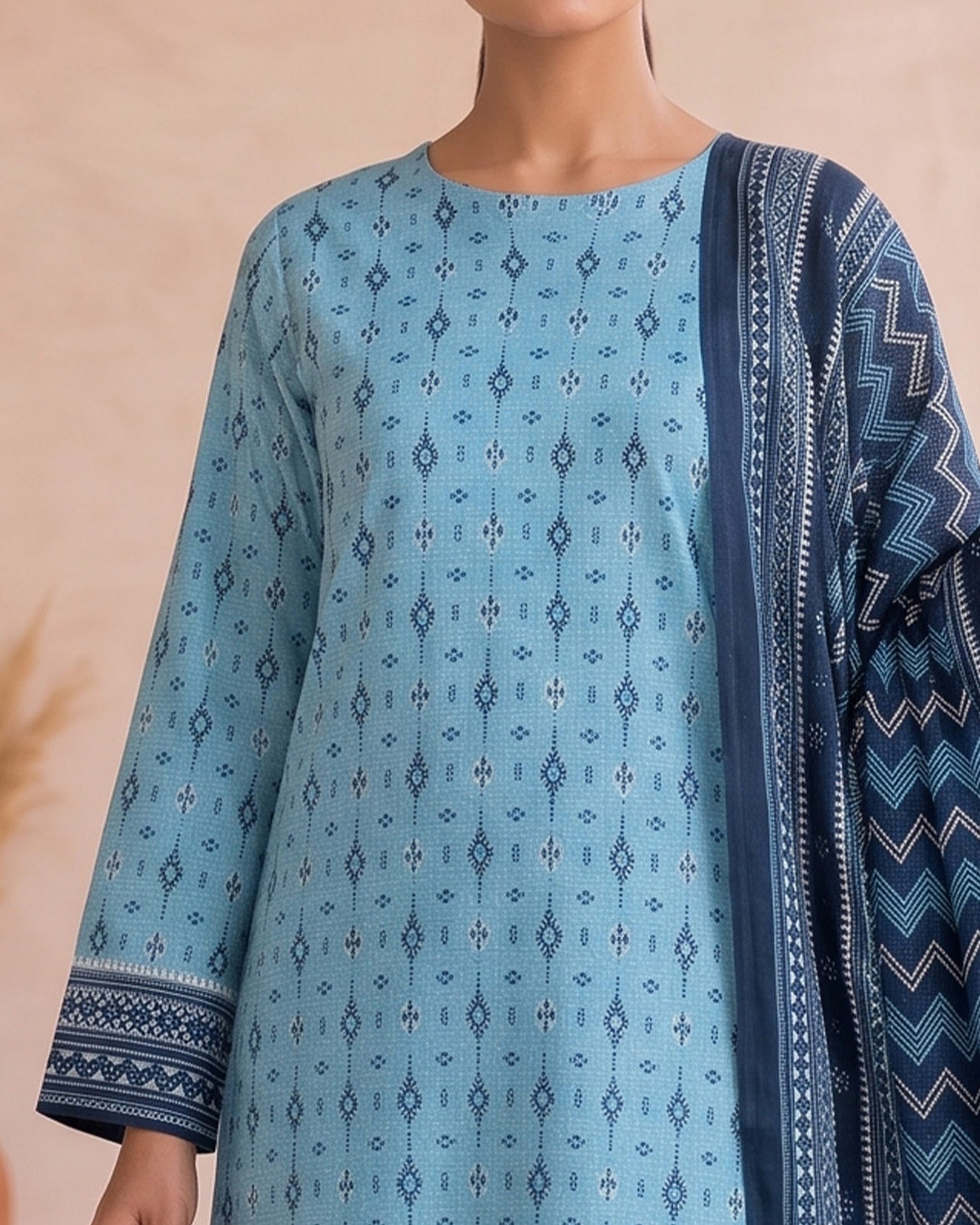 VS Shahkar Khaddar Printed Suit - 3 Pc by VS Textile