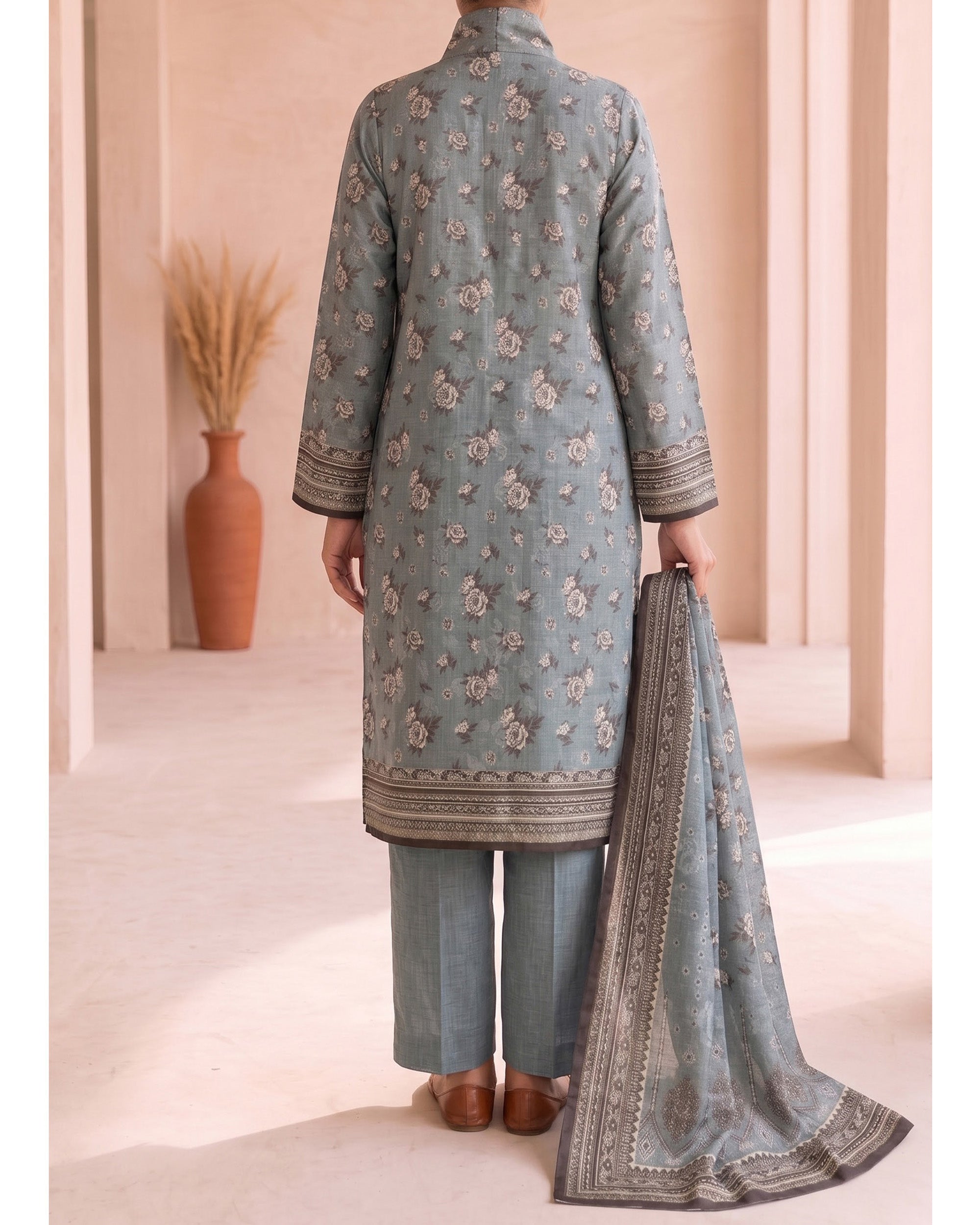 VS Shahkar Khaddar Printed Suit - 3 Pc by VS Textile