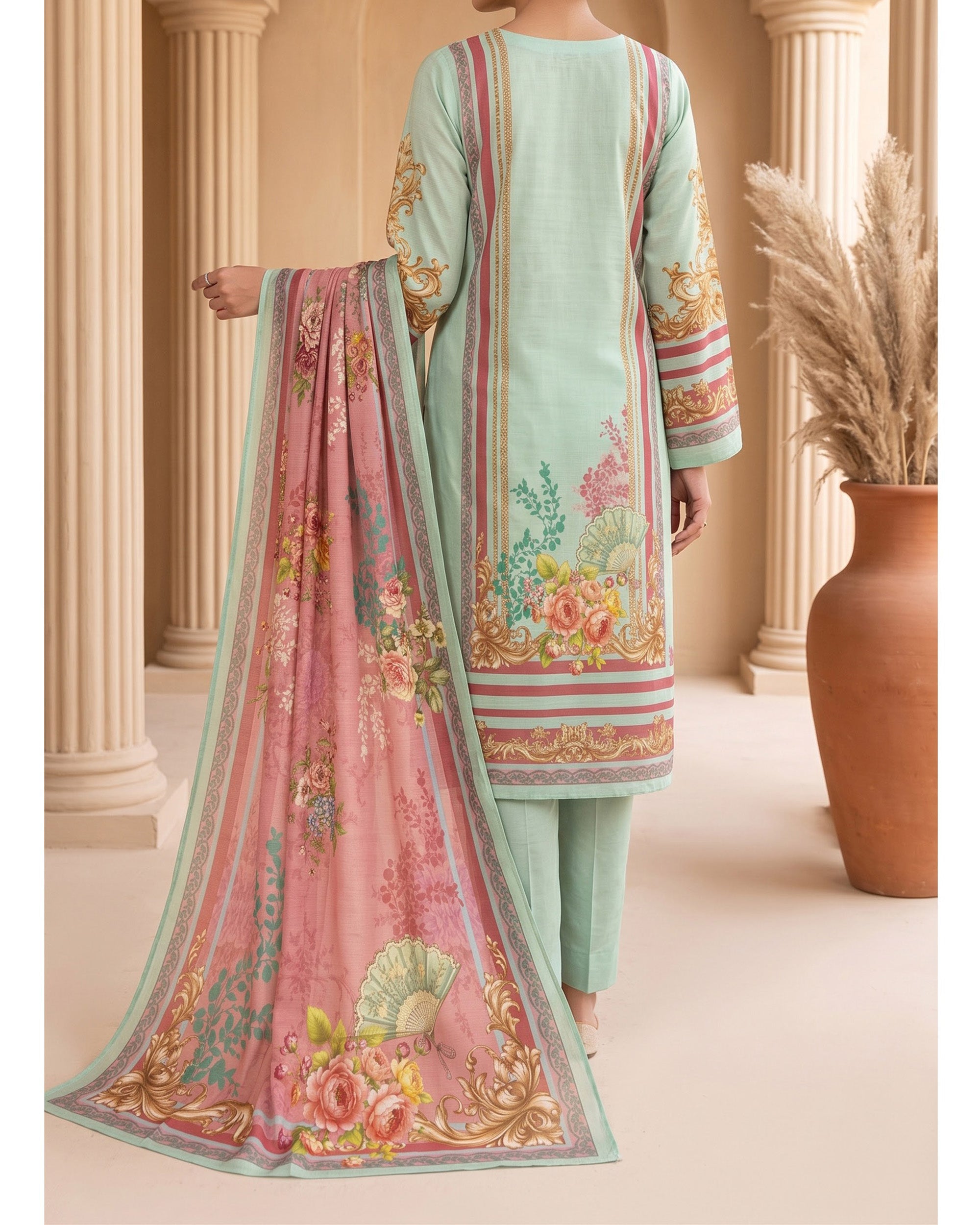 VS Shahkar Khaddar Printed Suit - 3 Pc by VS Textile