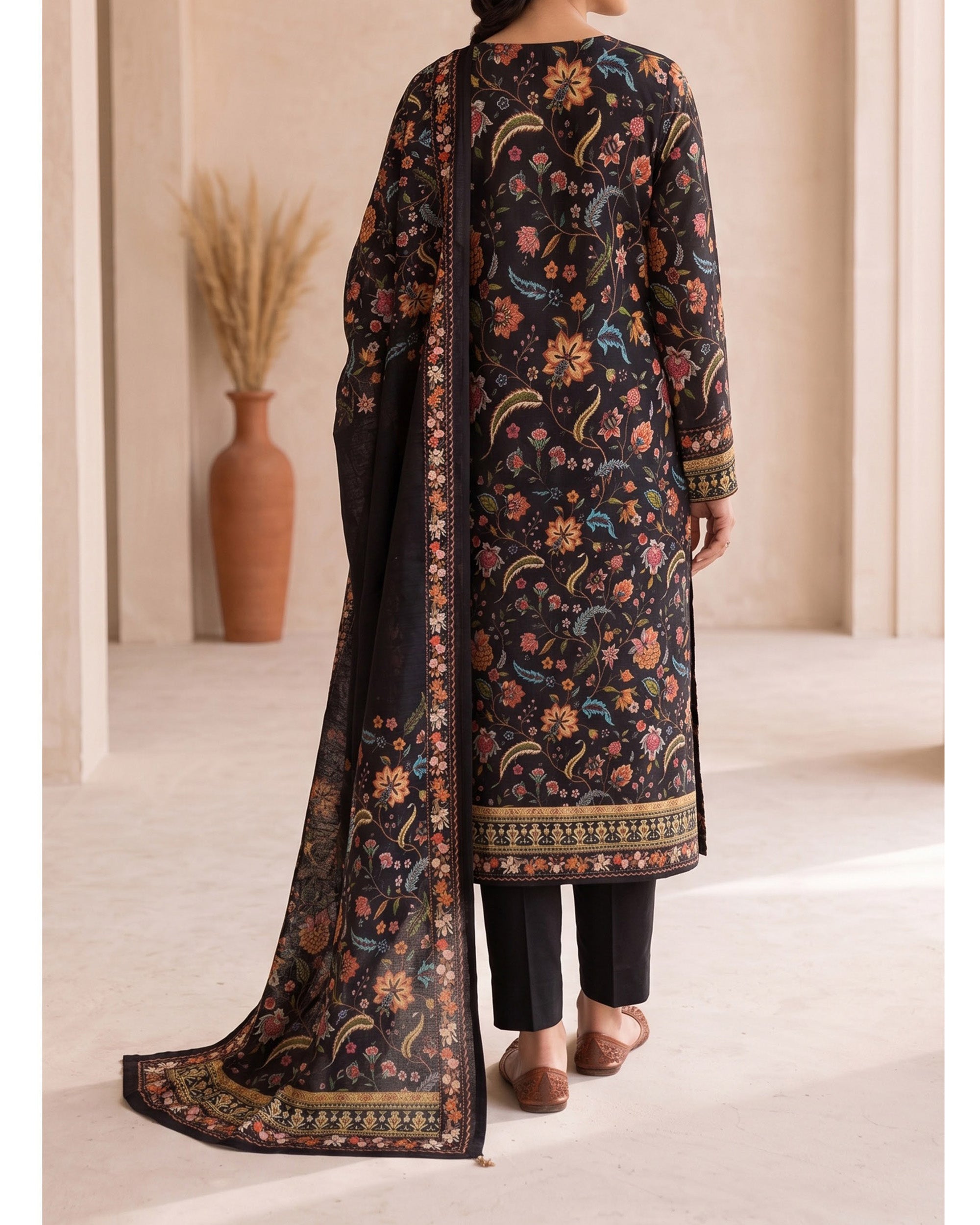 VS Shahkar Khaddar Printed Suit - 3 Pc by VS Textile