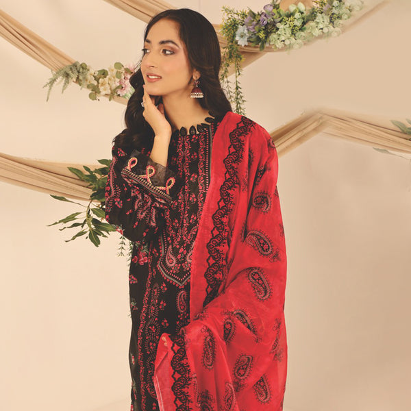 Rashid Shajar Printed Lawn Unstitched 3Pcs Suit With Embroidered Dupatta - 7734