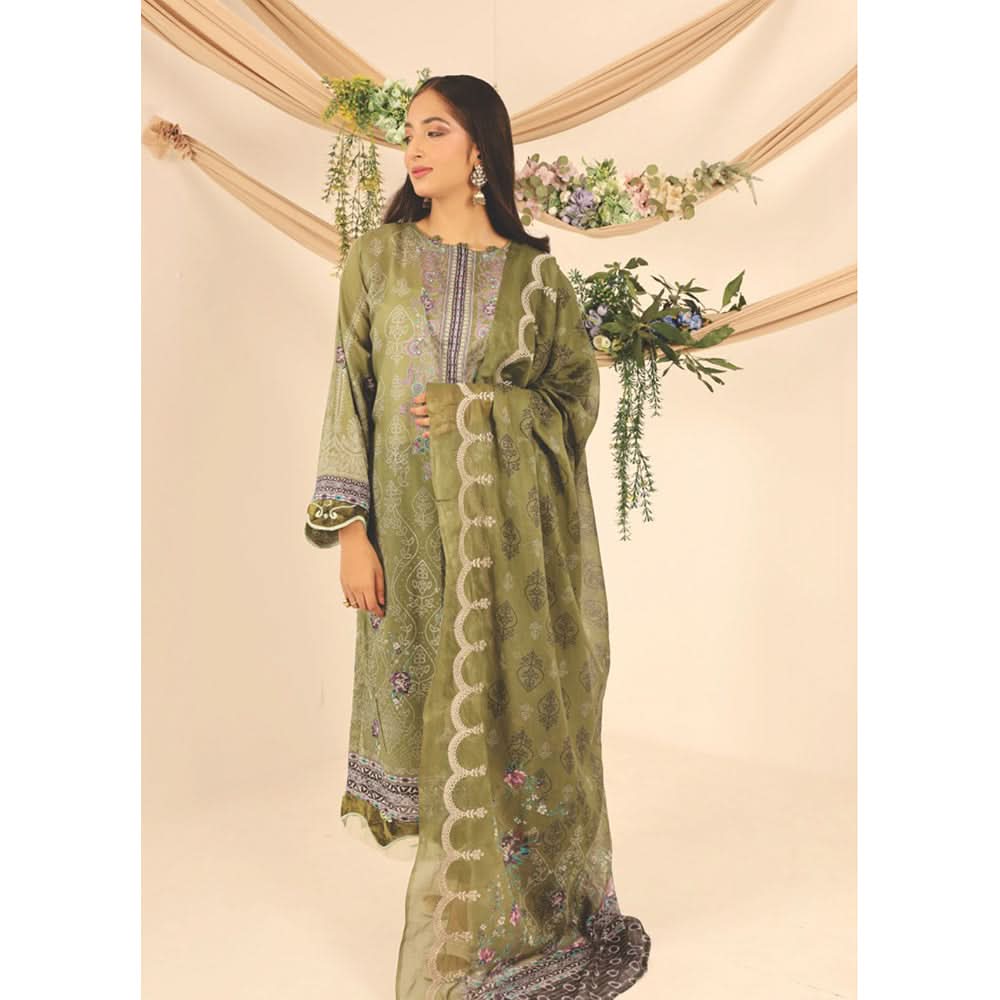 Rashid Shajar Printed Lawn Unstitched 3Pcs Suit With Embroidered Dupatta - 7735, Women, 3Pcs Shalwar Suit, Rashid Textiles, Chase Value