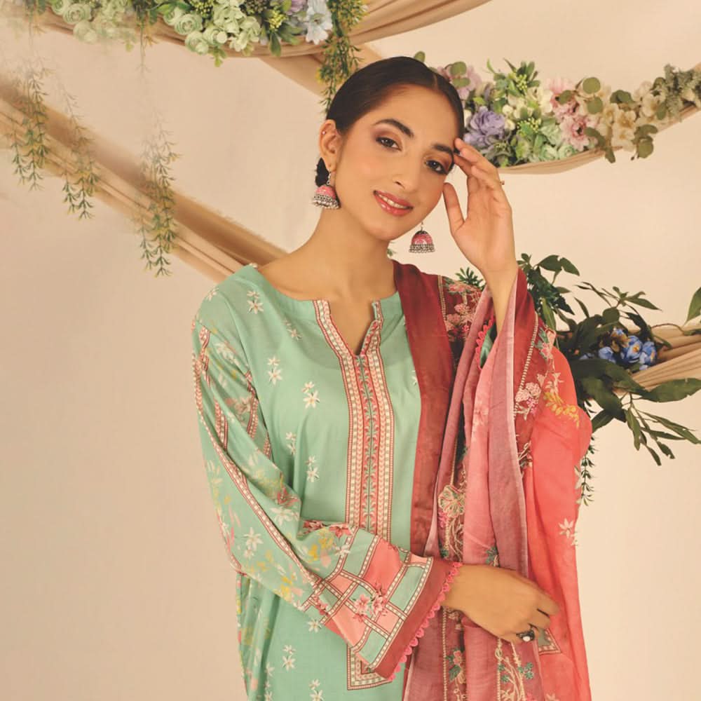 Rashid Shajar Printed Lawn Unstitched 3Pcs Suit With Embroidered Dupatta - 7736, Women, 3Pcs Shalwar Suit, Rashid Textiles, Chase Value