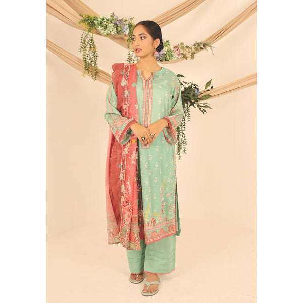 Rashid Shajar Printed Lawn Unstitched 3Pcs Suit With Embroidered Dupatta - 7736