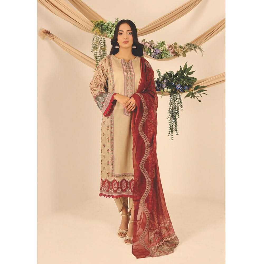 Rashid Shajar Printed Lawn Unstitched 3Pcs Suit With Embroidered Dupatta - 7738, Women, 3Pcs Shalwar Suit, Rashid Textiles, Chase Value