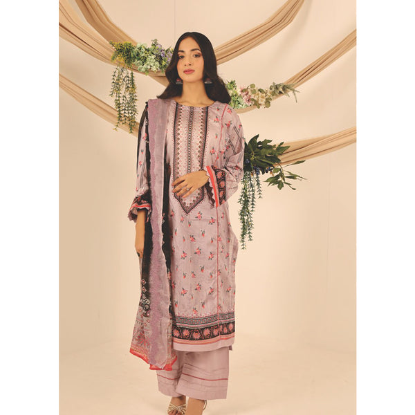 Rashid Shajar Printed Lawn Unstitched 3Pcs Suit With Embroidered Dupatta - 7739