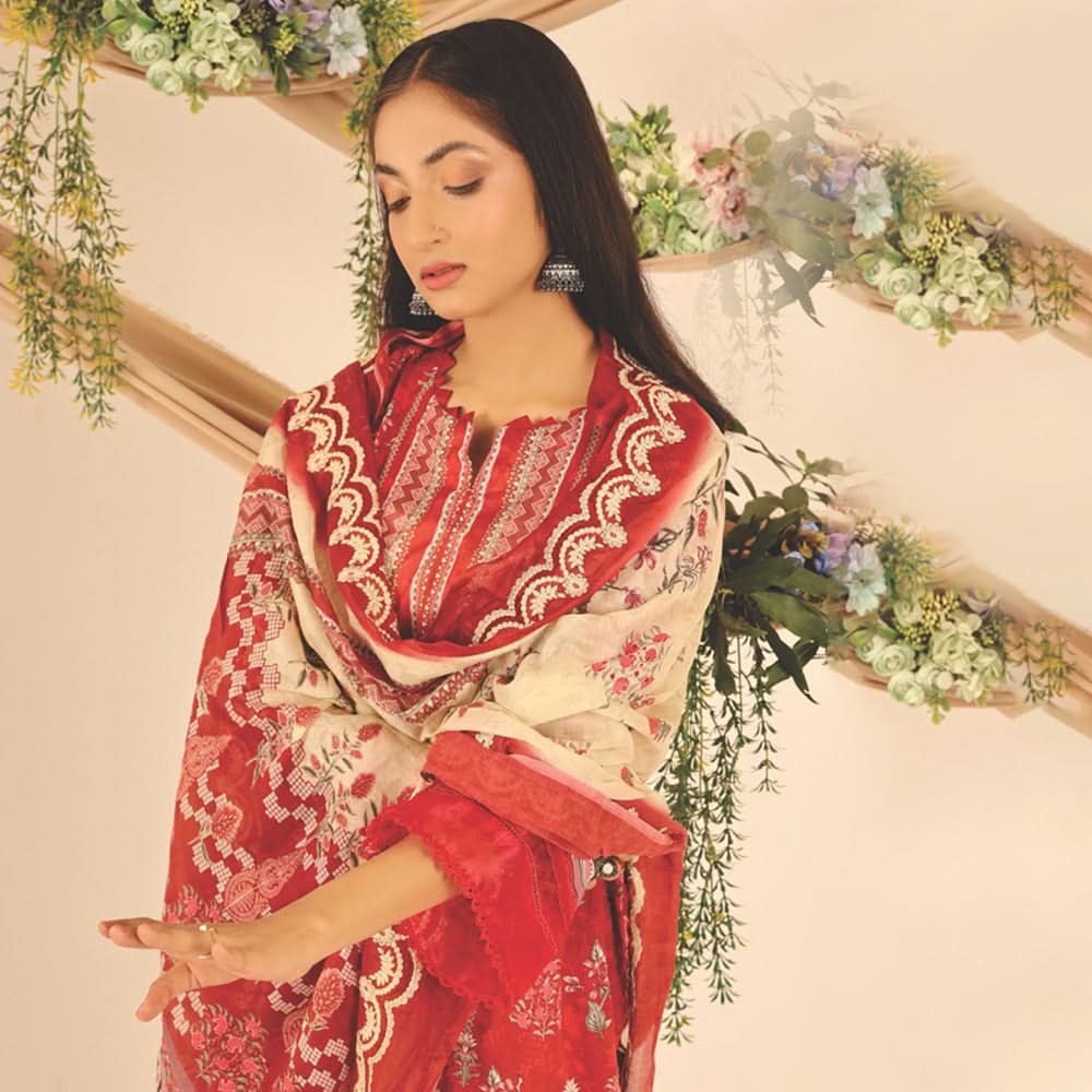 Rashid Shajar Printed Lawn Unstitched 3Pcs Suit With Embroidered Dupatta - 7740, Women, 3Pcs Shalwar Suit, Rashid Textiles, Chase Value