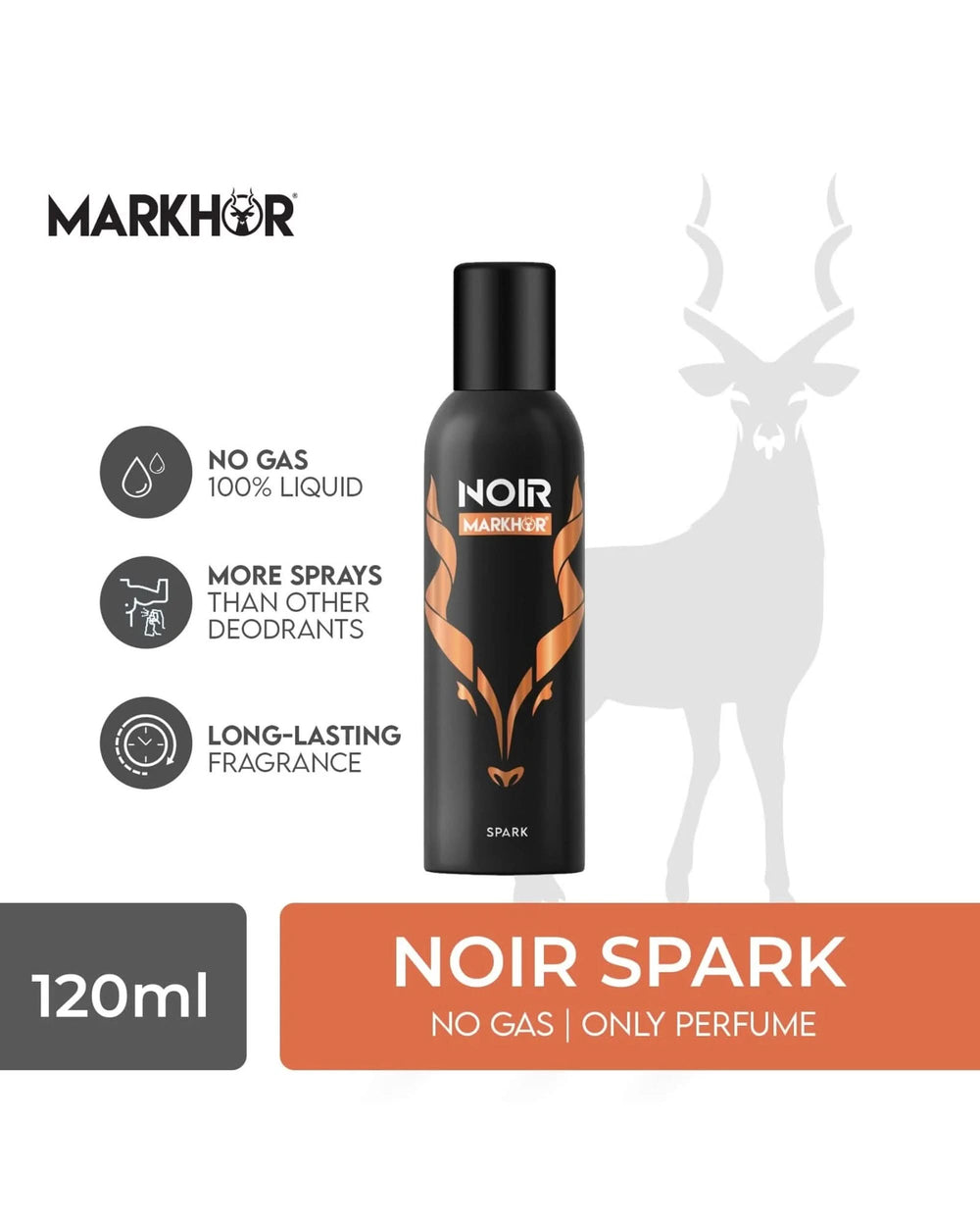 Markhor Body Spray Noir - 120ml, Men Body Spray & Mist, Chase Value, Chase Value