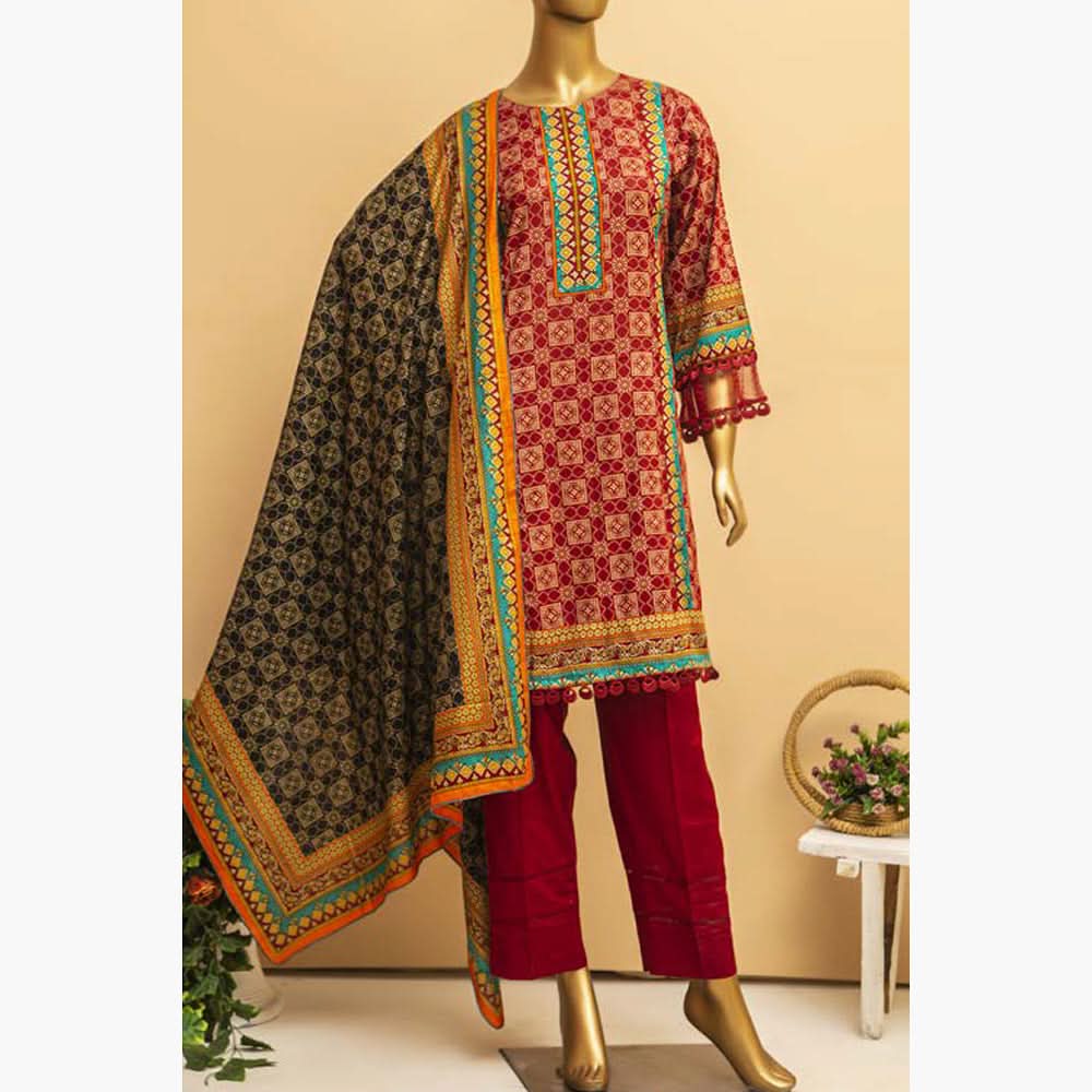 Imwaj Standard Printed Cotton Unstitched 3Pcs Suit - 5-B, Women, 3Pcs Shalwar Suit, Chase Value, Chase Value